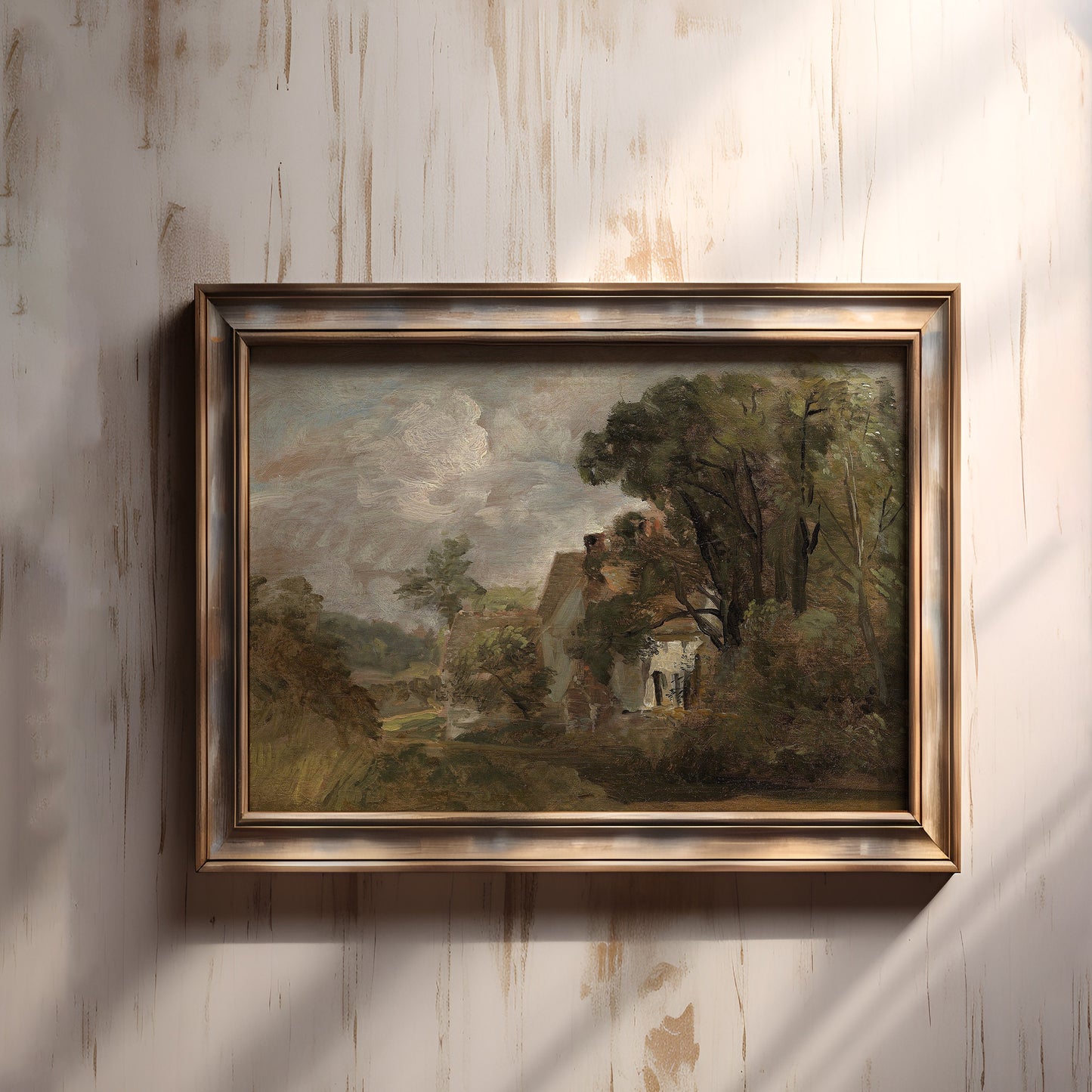 John Constable - Willy Lott House, Landscape, original antique painting, oil, vintage, Printable art instant download, SKU 147-JC