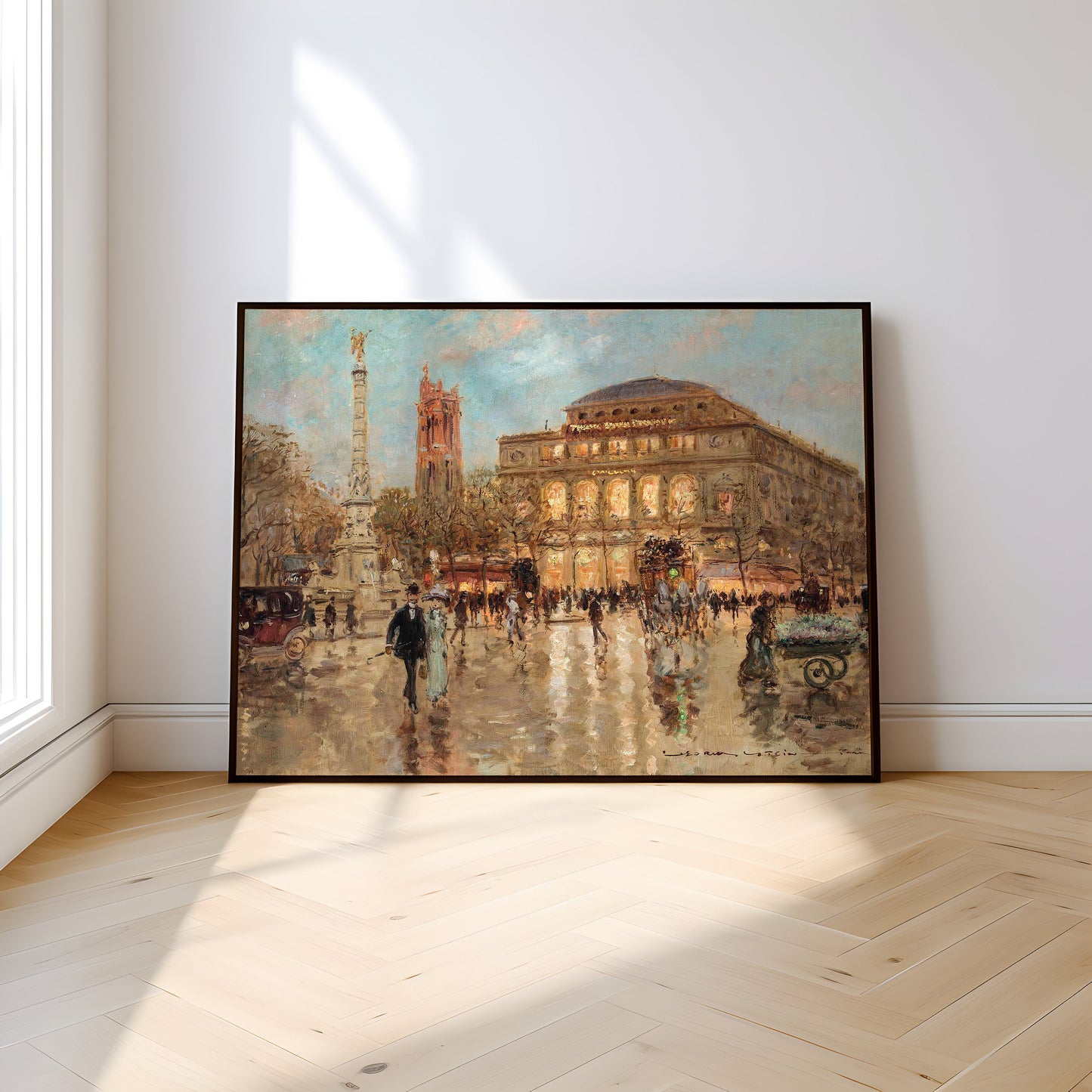 Georges Stein, The Chatelet Theatre, Paris, original antique painting, oil, vintage, Printable art instant download, SKU 152-GS