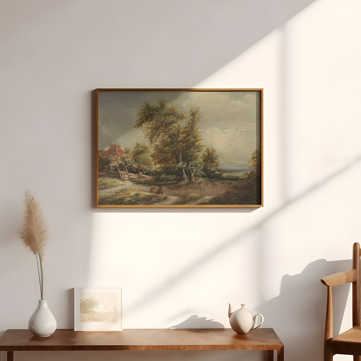 Dutch Rustic landscape, Jan Vermeer van Haarlem, original antique painting, oil, vintage, Printable art instant download, SKU 154-JVH