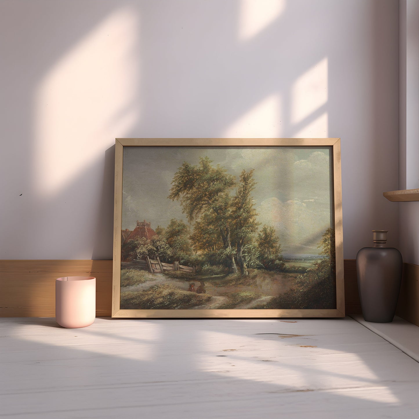 Dutch Rustic landscape, Jan Vermeer van Haarlem, original antique painting, oil, vintage, Printable art instant download, SKU 154-JVH