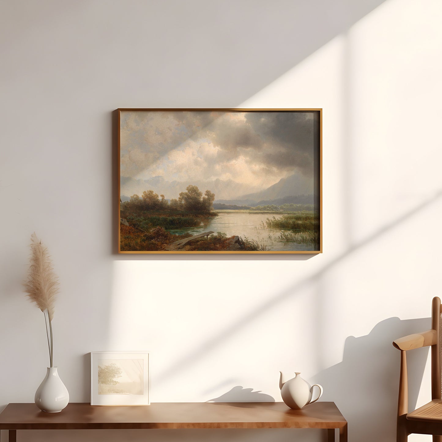 Austrian painter Thoma Josef, Rustic landscape, original antique painting, oil, vintage, Printable art instant download, SKU 162-JT
