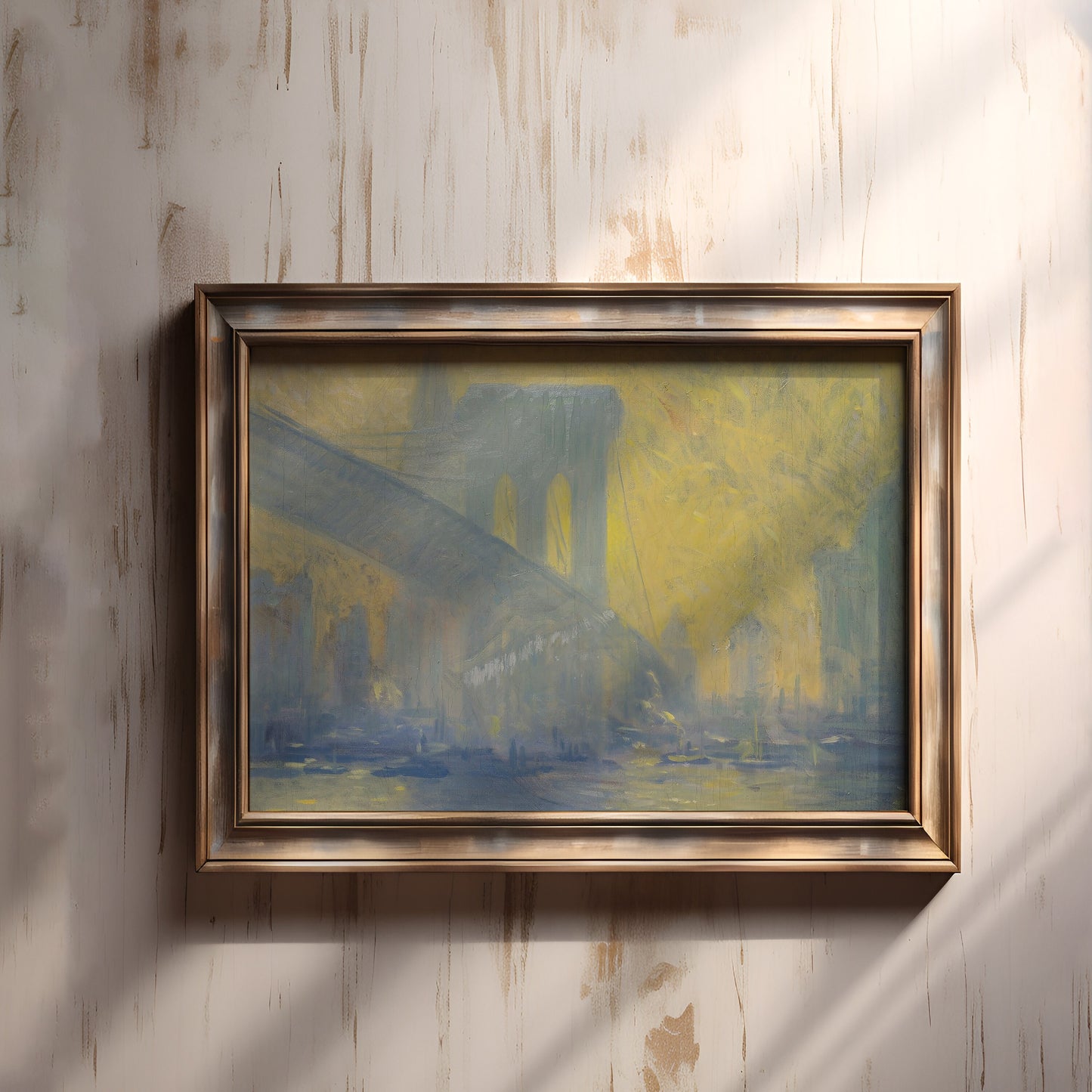 Arthur Clifton Goodwin - Brooklyn Bridge NYC, original antique painting, oil, vintage, Printable art instant download, SKU 164-ACG