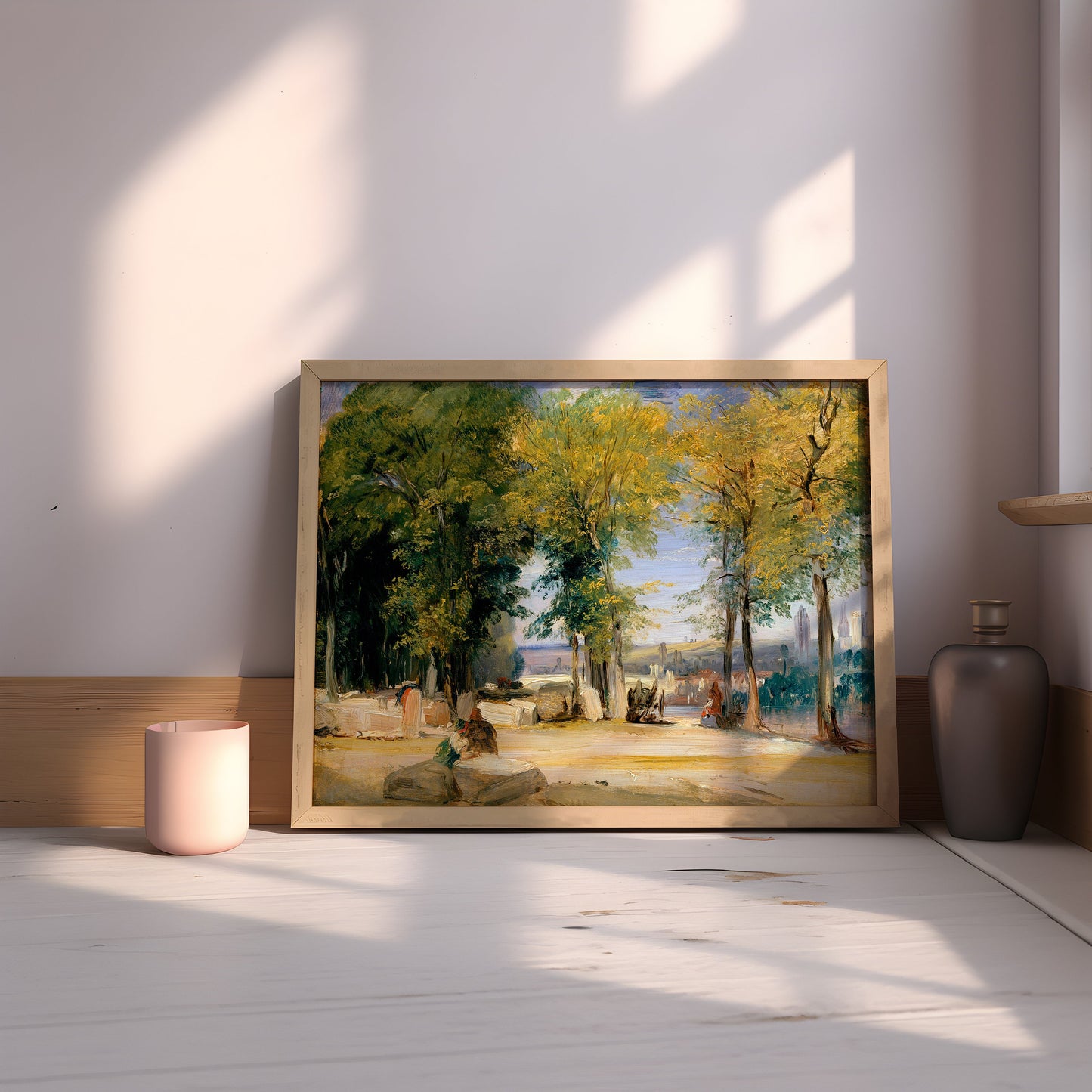 Richard Bonington, View near Rouen, landscape, original antique painting oil, vintage, Printable art instant download, SKU K_RPB.10