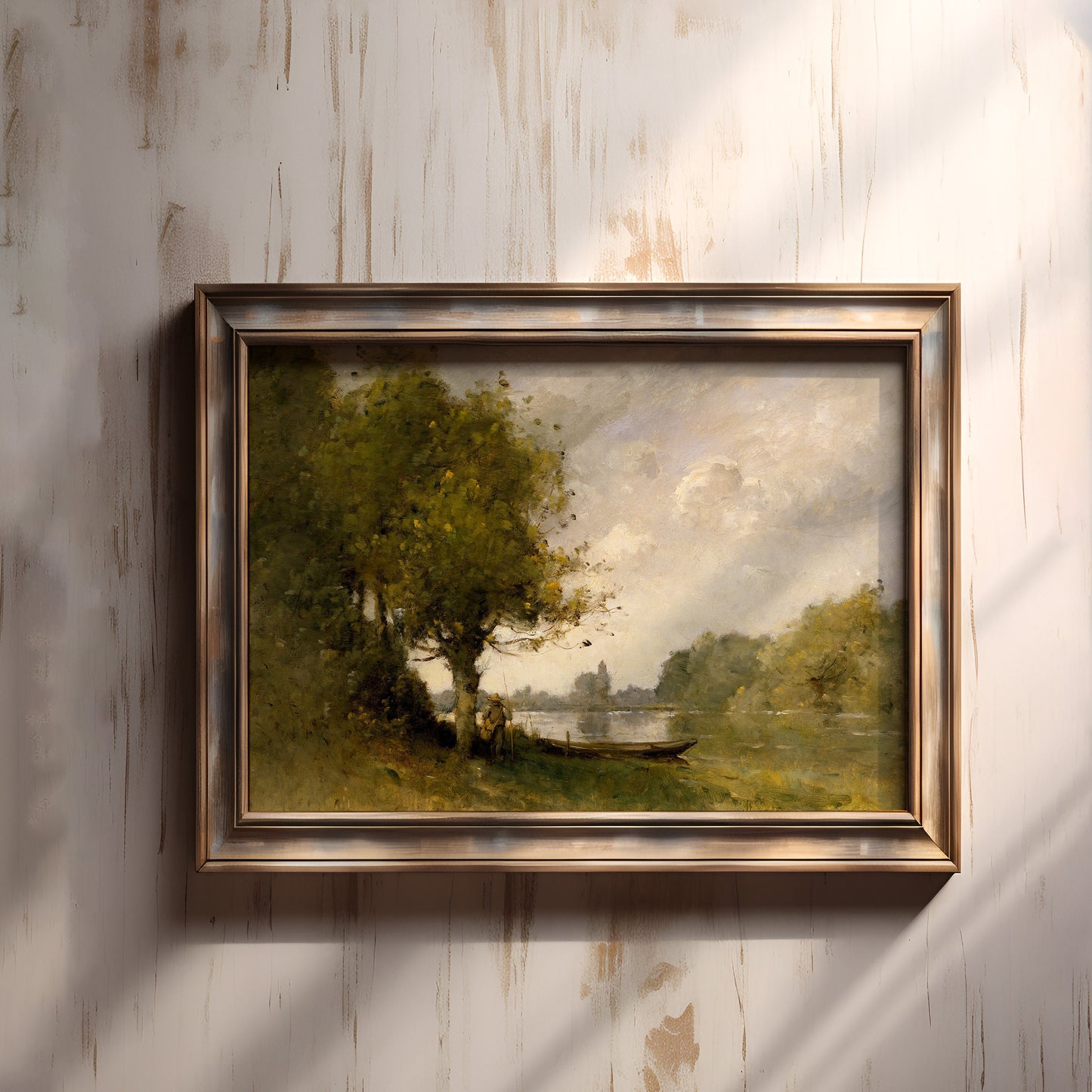 Landscape, Paul-Desire Trouillebert - A pond near, original antique painting oil, vintage, Printable art instant download, SKU K_PDT.12