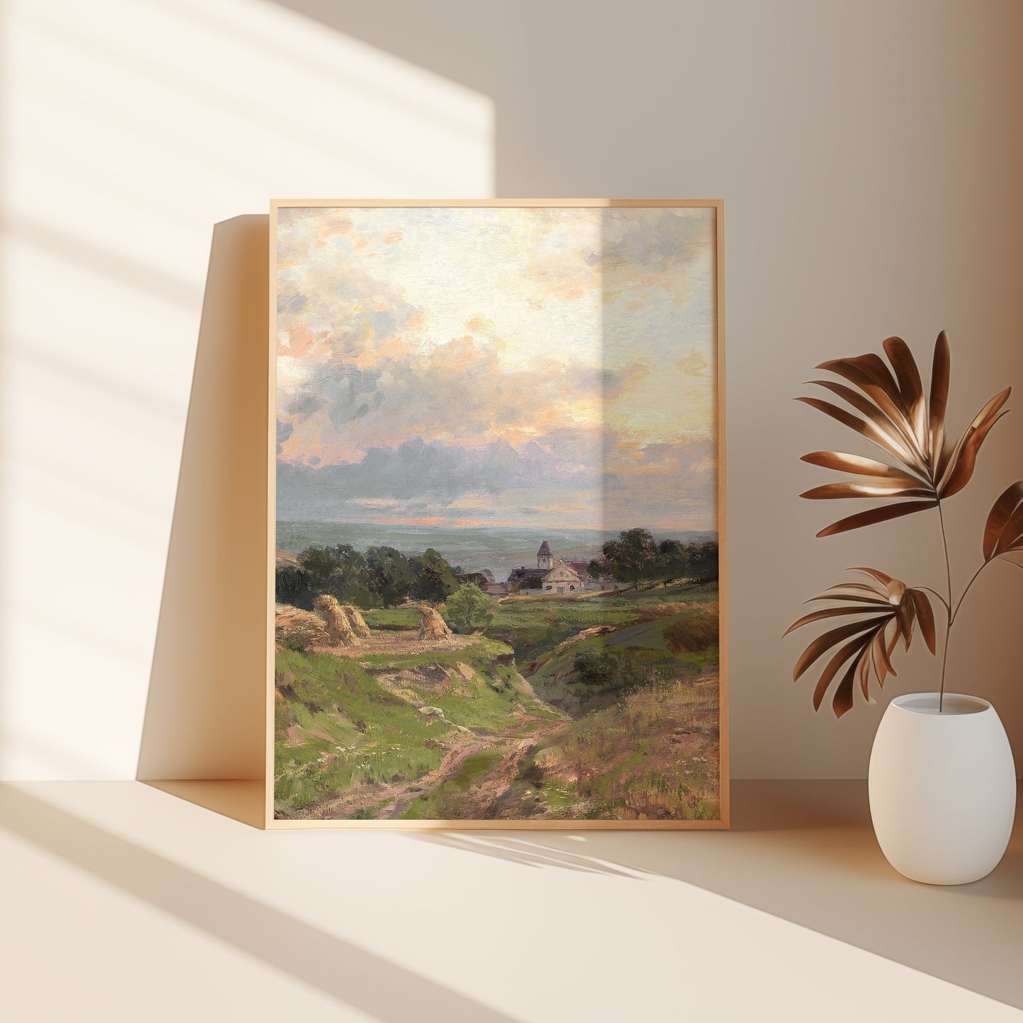 Rustic Landscape, Hugo Darnaut - West of Vienna, original antique painting, oil, vintage, Printable art instant download, SKU K-HD37