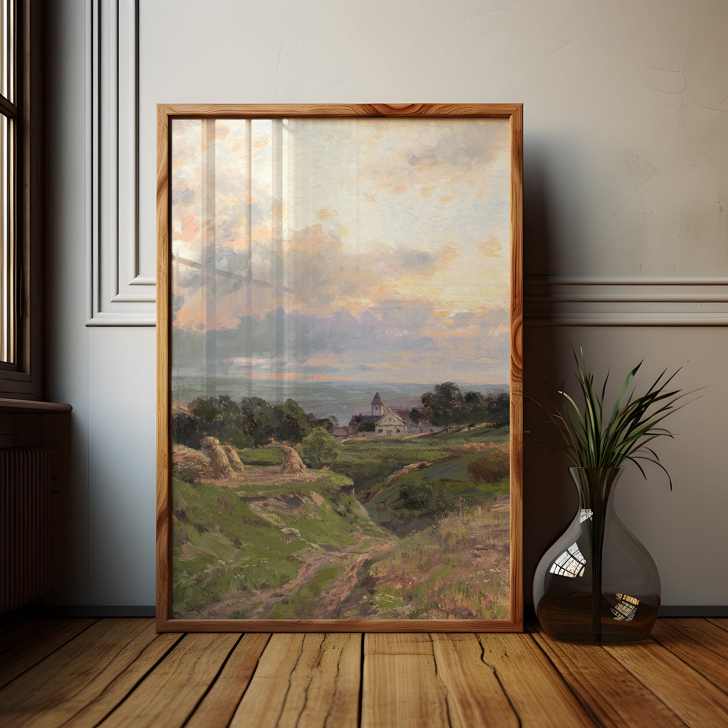 Rustic Landscape, Hugo Darnaut - West of Vienna, original antique painting, oil, vintage, Printable art instant download, SKU K-HD37