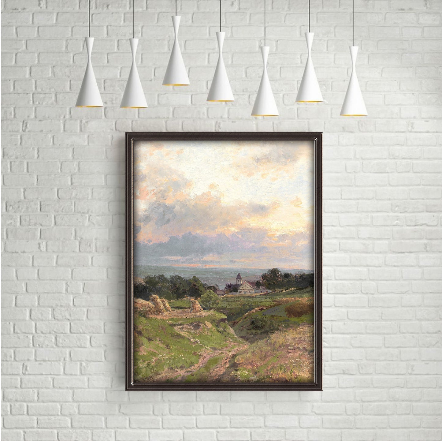 Rustic Landscape, Hugo Darnaut - West of Vienna, original antique painting, oil, vintage, Printable art instant download, SKU K-HD37