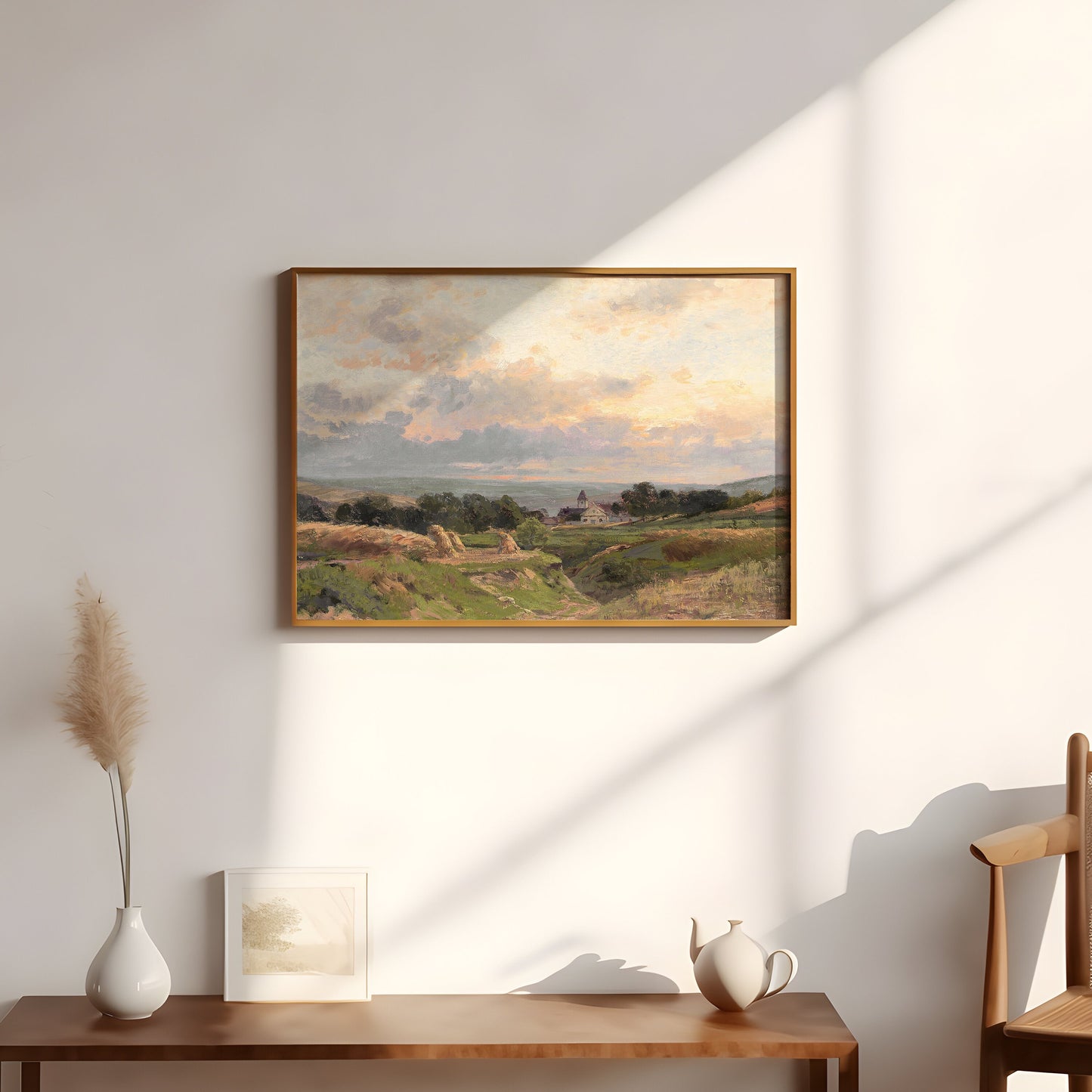 Rustic Landscape, Hugo Darnaut - West of Vienna, original antique painting, oil, vintage, Printable art instant download, SKU K-HD38