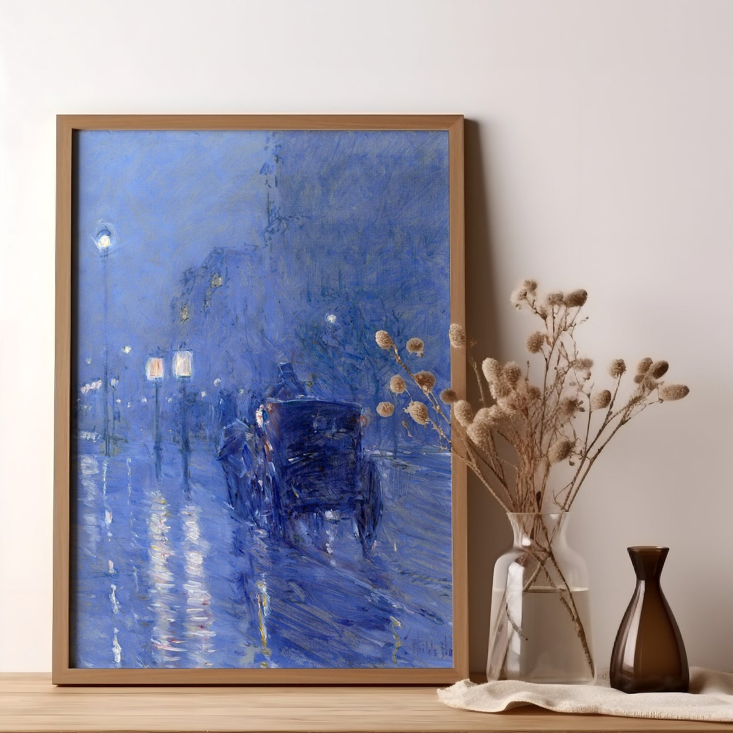 Rainy Midnight - Childe Hassam, Impressionism, original antique painting, oil, vintage, Printable art instant download, SKU K-CH59