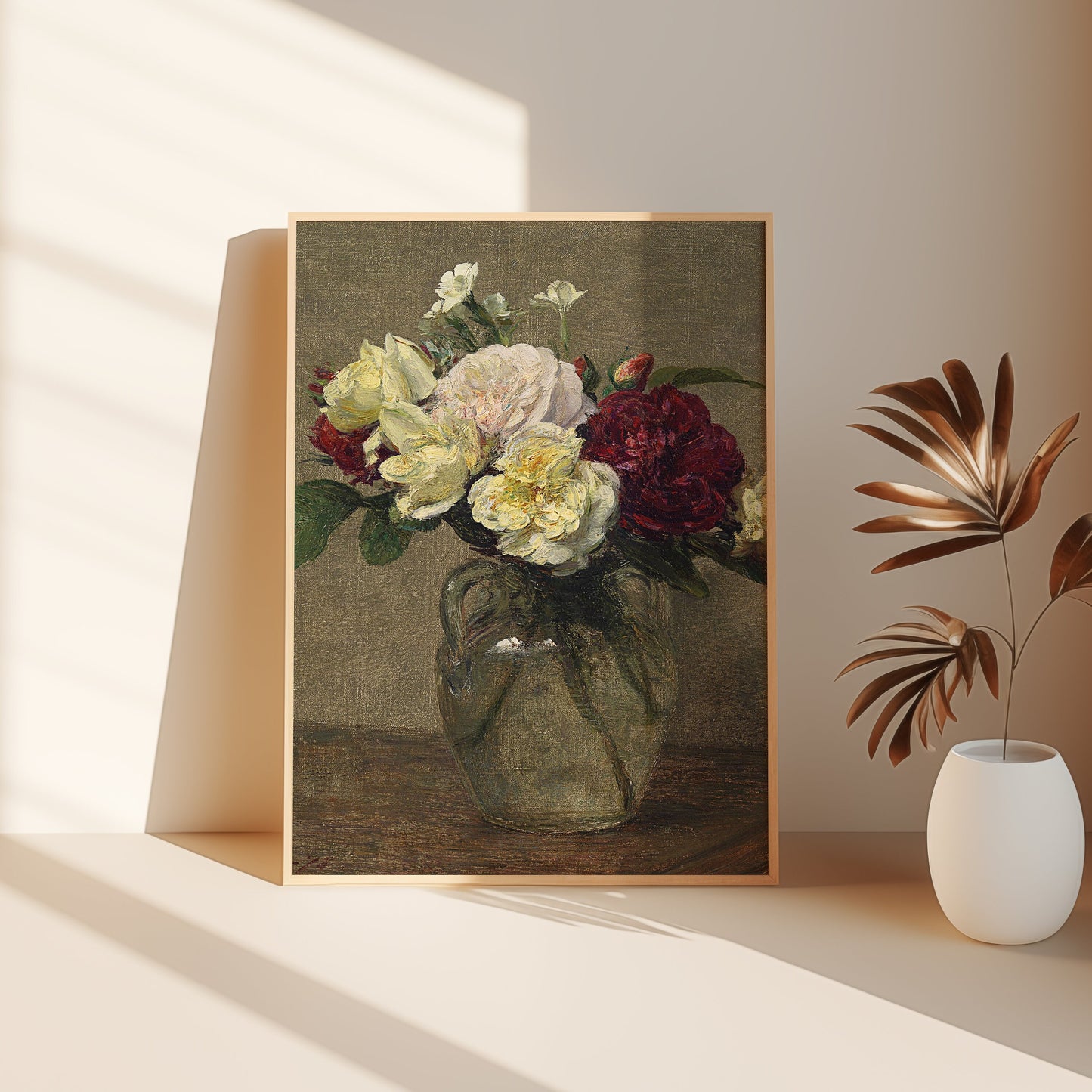 Flowers Bouquet of roses - Henri Fantin-Latour, original antique painting, oil vintage, Printable art oinstant download, SKU 170HFL