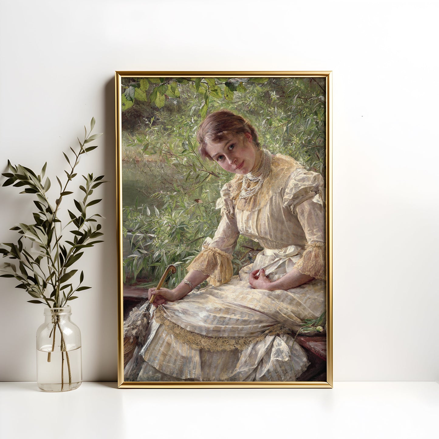 Bertha Wegmann - Portrait of Young Woman , original antique figure painting , oil vintage Printable art instant download , SKU 171BW