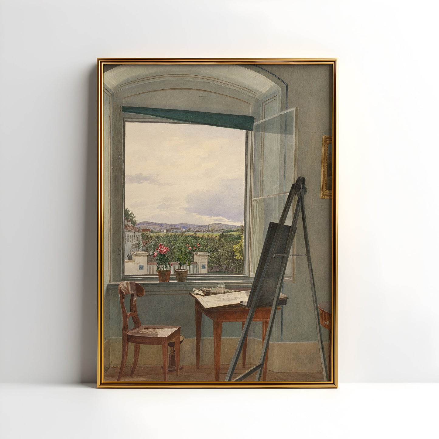 Jakob Alt, View from Artist's Studio, original antique painting watercolour, vintage Printable art, instant download, SKU - K-JA111