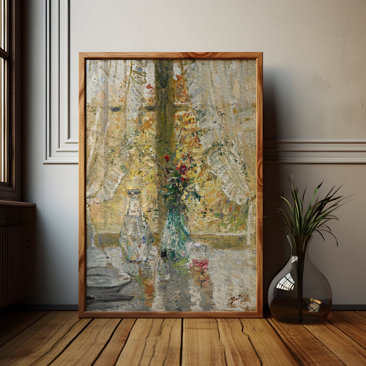 Still Life Window - Pierre Eugene Montezin, Impressionism, antique painting, oil vintage, Printable art instant download, SKU 187PEM