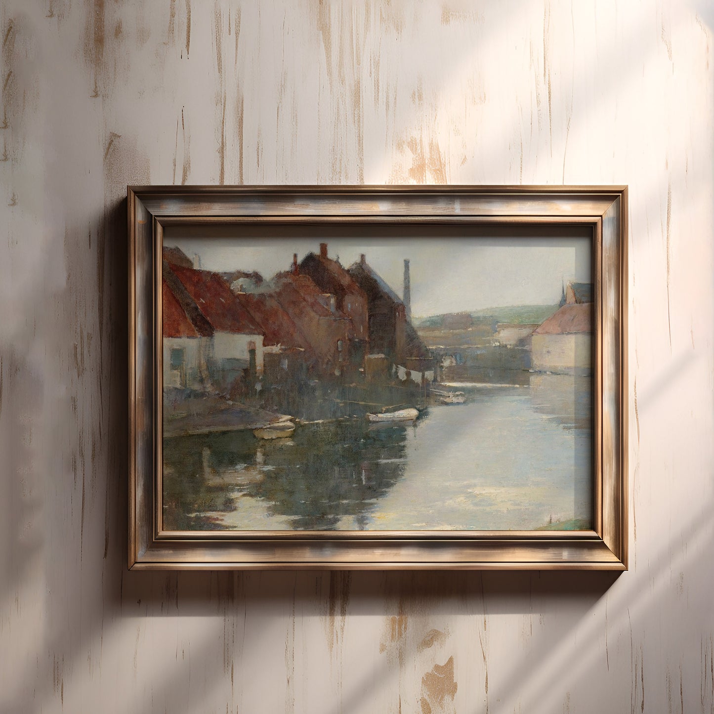 Soren Emil Carlsen - The Canal, Urban Landscape, original antique painting oil, vintage, Printable art instant download, SKU 196SEC
