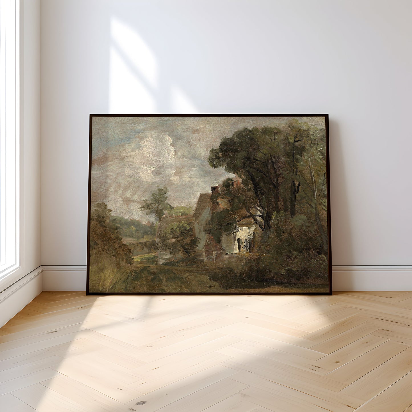 John Constable - Willy Lott House, Landscape, original antique painting, oil, vintage, Printable art instant download, SKU 147-JC