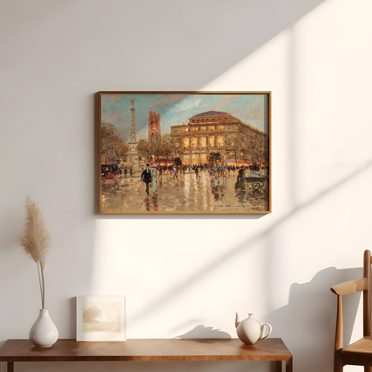 Georges Stein, The Chatelet Theatre, Paris, original antique painting, oil, vintage, Printable art instant download, SKU 152-GS