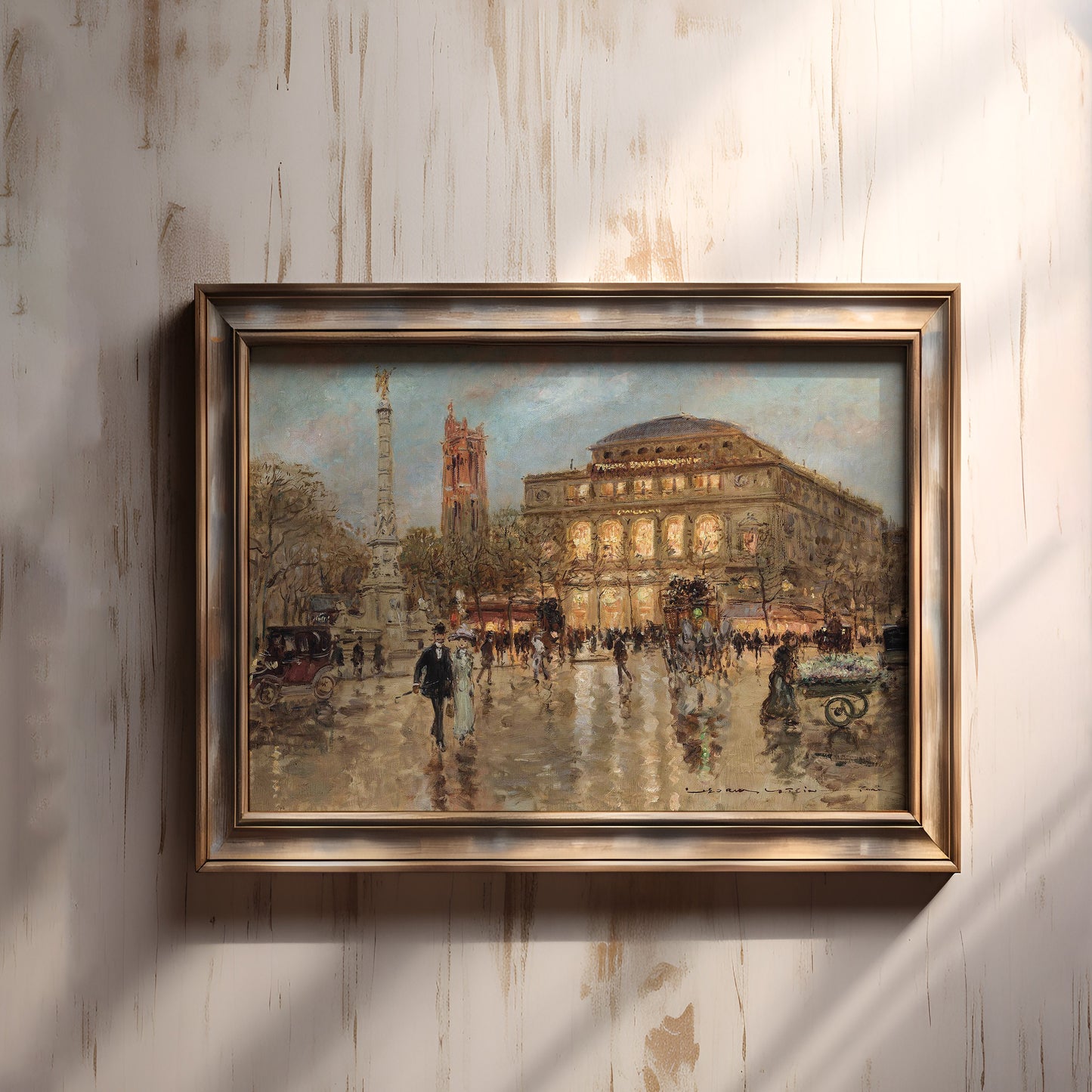 Georges Stein, The Chatelet Theatre, Paris, original antique painting, oil, vintage, Printable art instant download, SKU 152-GS