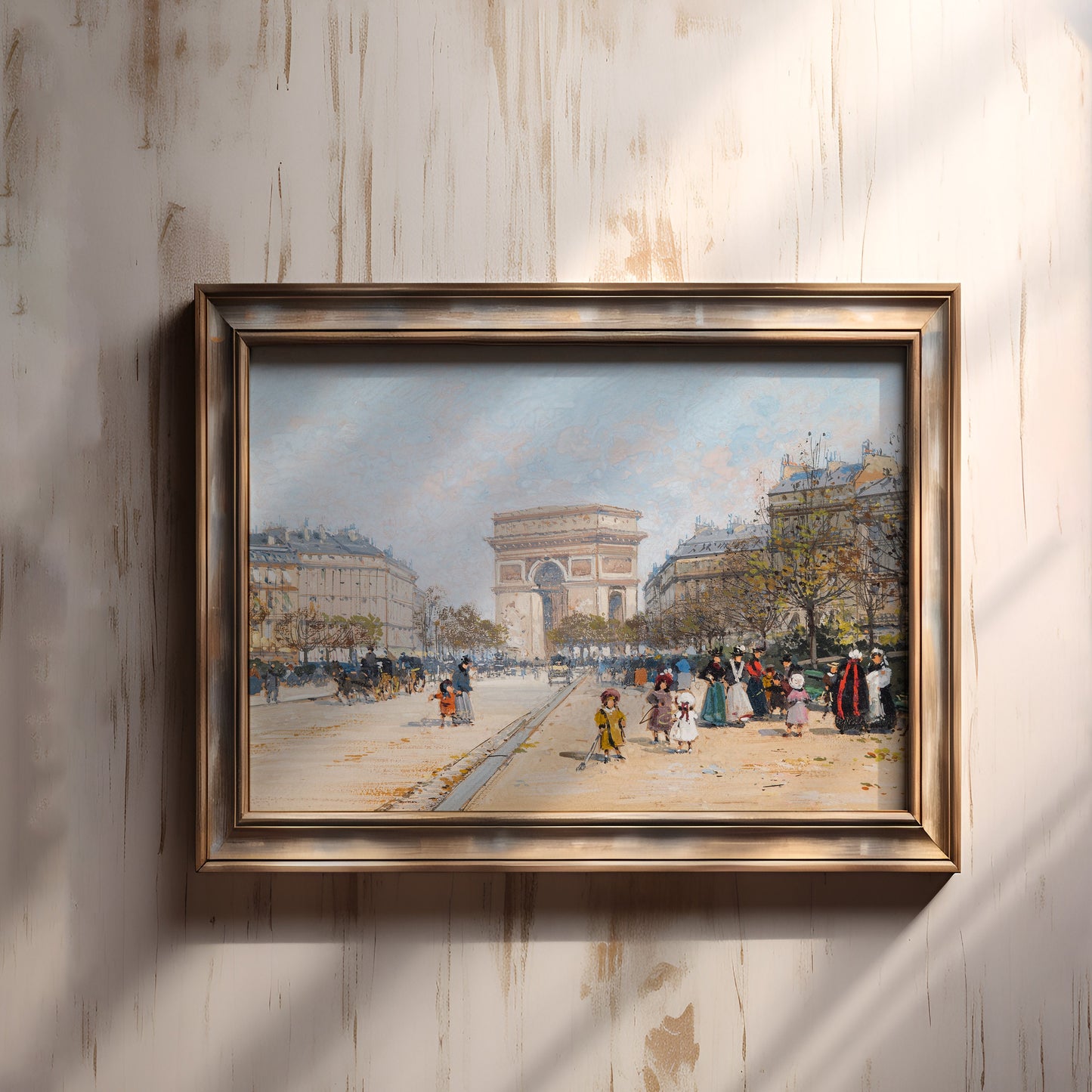 Eugene Laloue, Summer Afternoon, Paris, original antique painting, watercolour, vintage, Printable art instant download, SKU 158-EGL