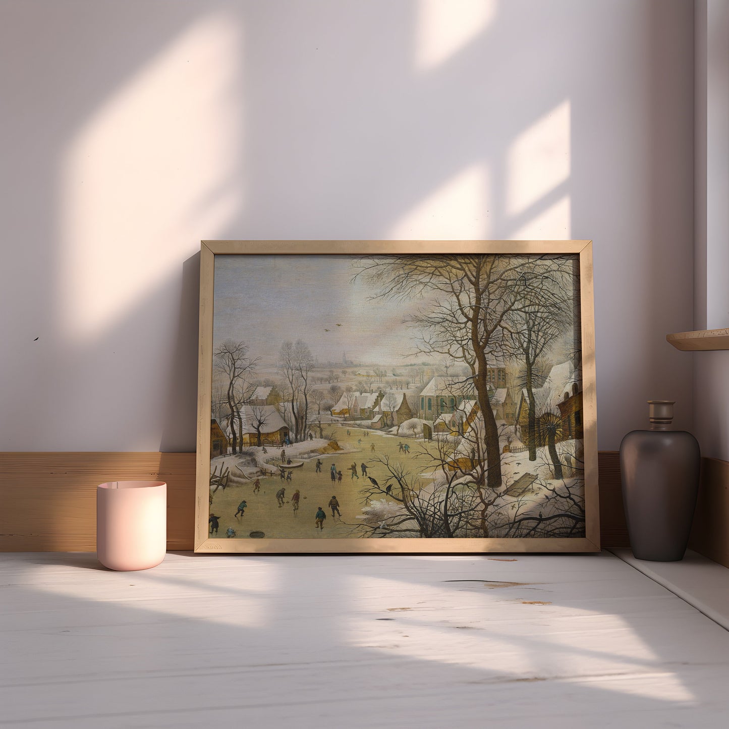 Dutch painting Pieter Brueghel - Winter Landscape , original antique oil artwork , vintage Printable art instant download , SKU 200PBY