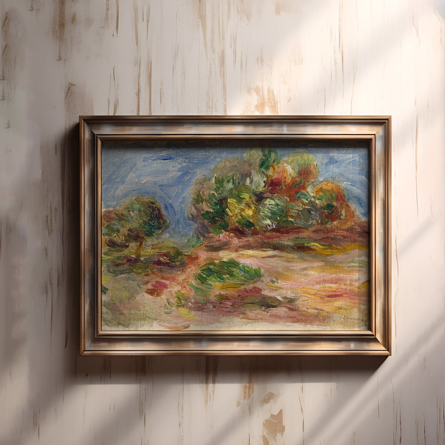 Renoir - Landscape of Cagnes, French Impressionism, antique painting, oil vintage, Printable art instant download, SKU 202PAR