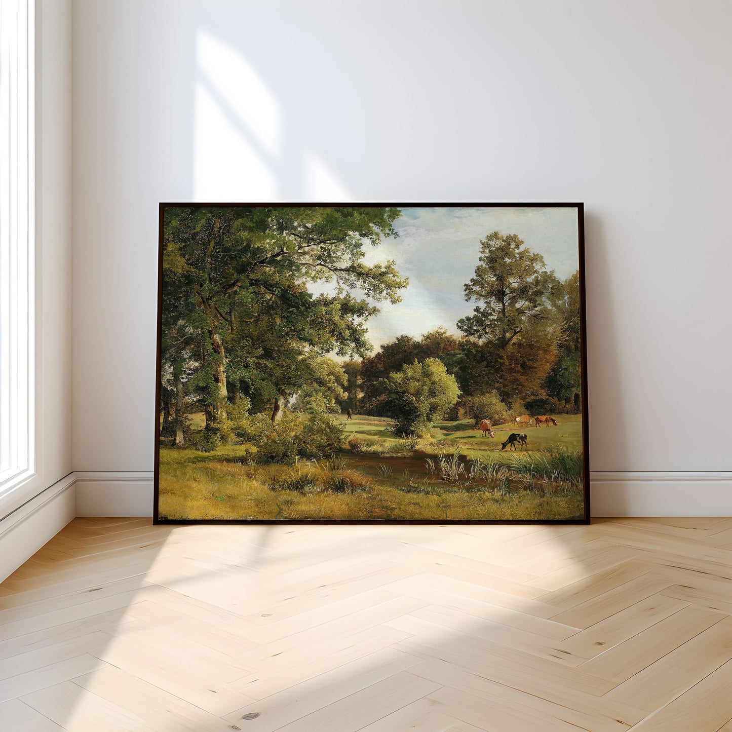 Rustic Landscape, Johann Mohr - View of garden, original antique painting, oil vintage, Printable art instant download, SKU 208JGPM