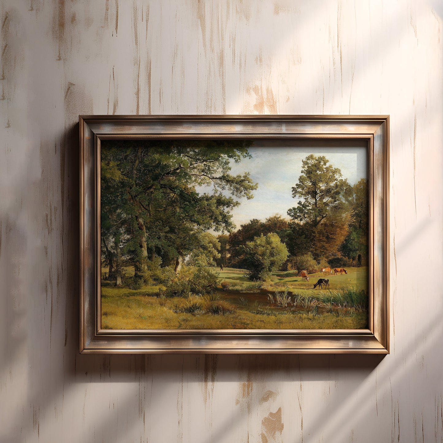Rustic Landscape, Johann Mohr - View of garden, original antique painting, oil vintage, Printable art instant download, SKU 208JGPM