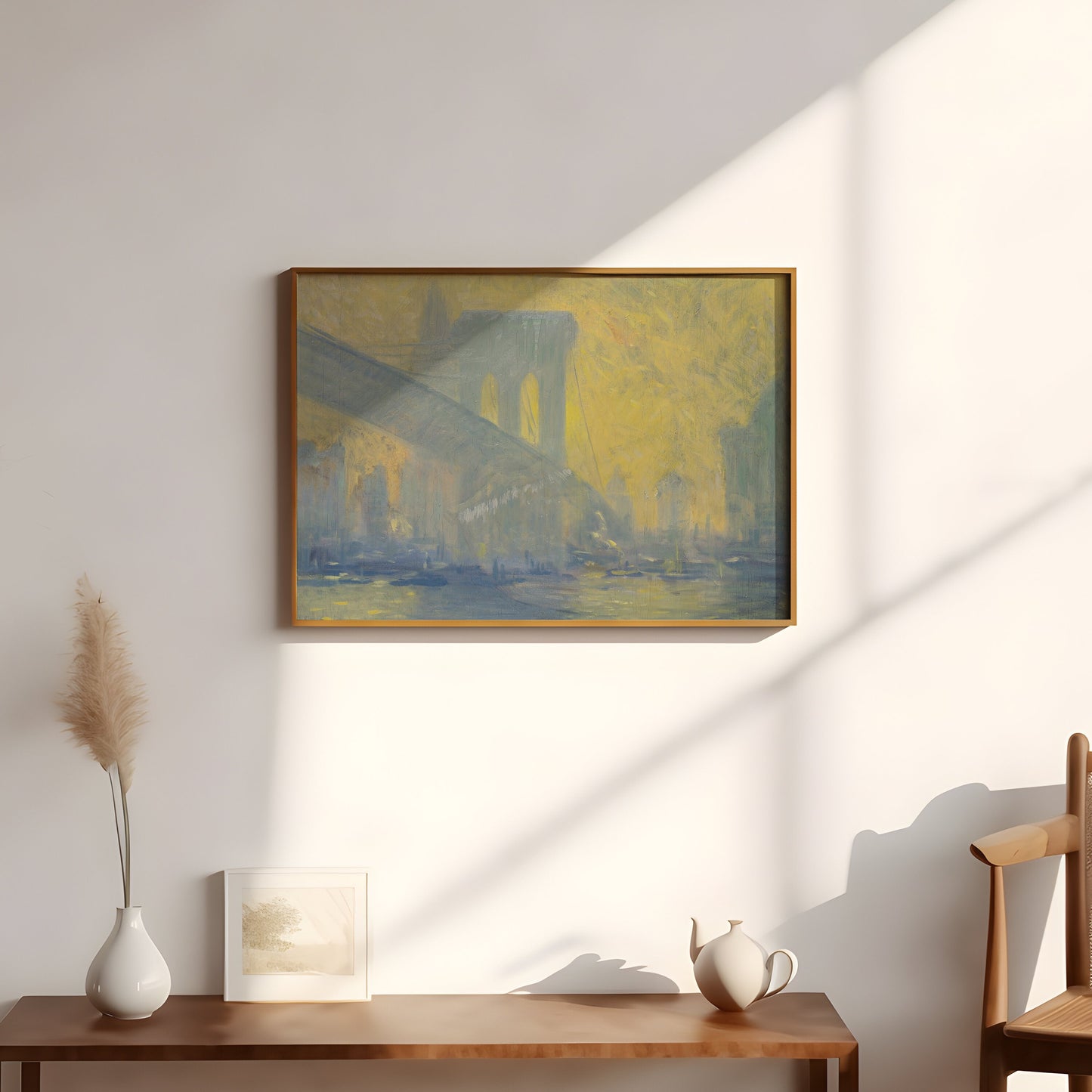 Arthur Clifton Goodwin - Brooklyn Bridge NYC, original antique painting, oil, vintage, Printable art instant download, SKU 164-ACG