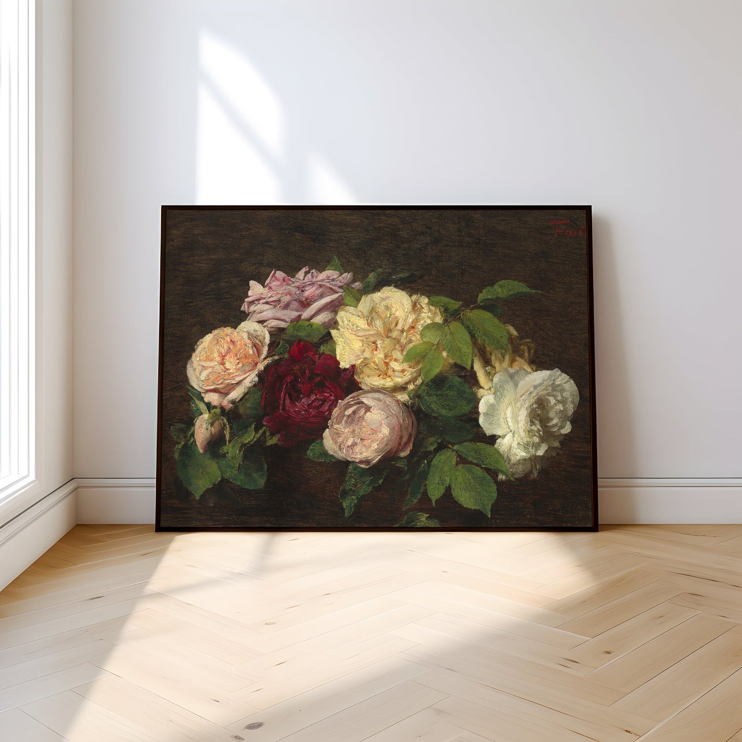 Still-life Flowers, Henri Fantin-Latour - Roses on Table, original antique painting, oil vintage, Printable art instant download, SKU 218HFL
