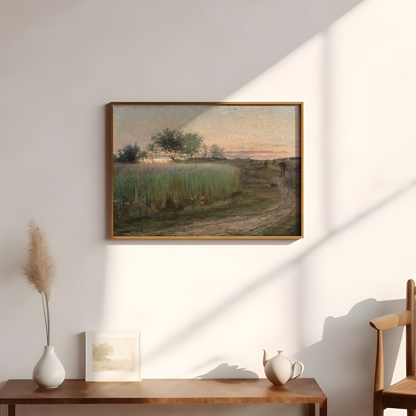 Rustic Landscape, Hilma af Klint, Sunset field, original antique painting, oil, vintage, Printable art instant download, SKU 236HK