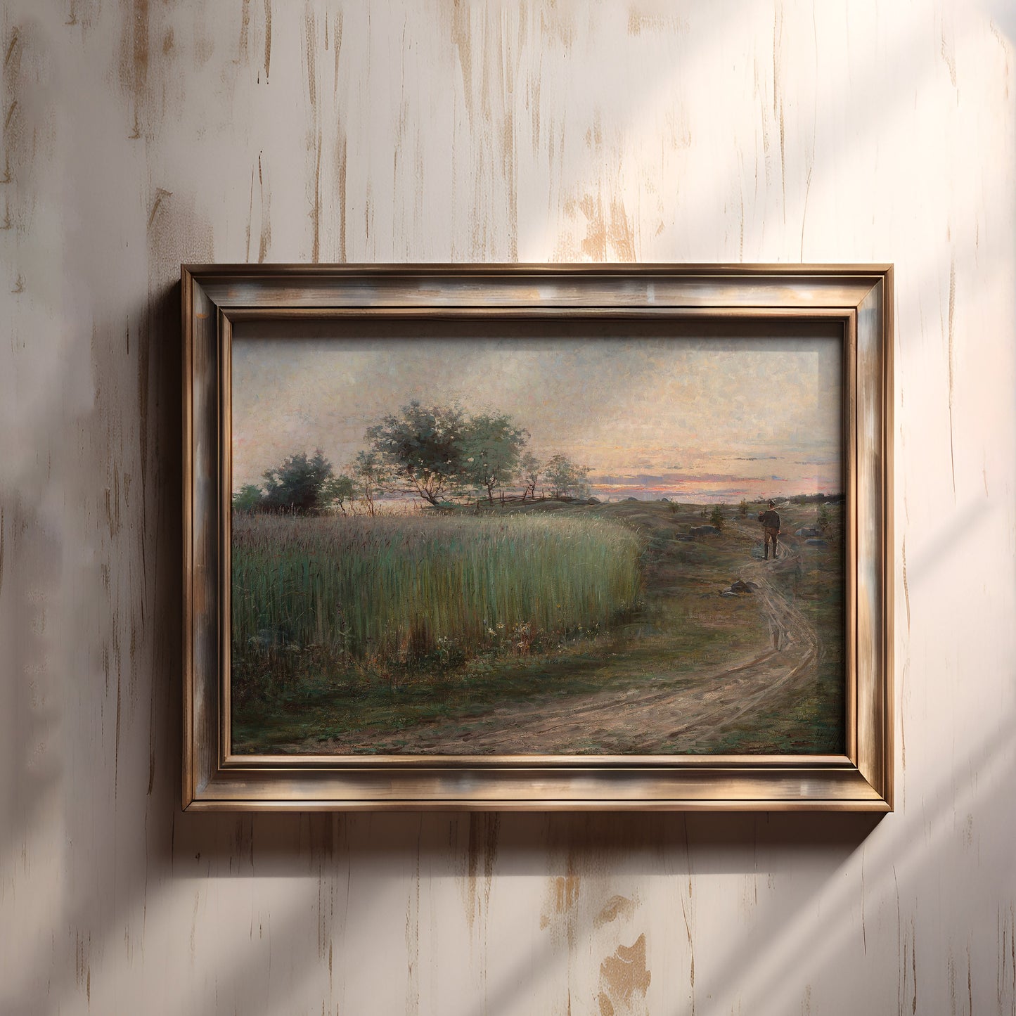 Rustic Landscape, Hilma af Klint, Sunset field, original antique painting, oil, vintage, Printable art instant download, SKU 236HK
