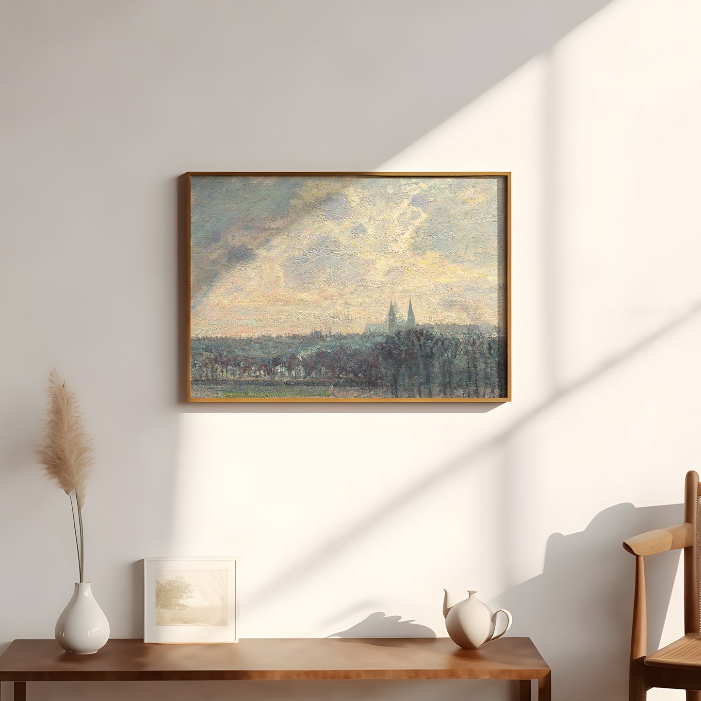 Camille Pissarro Winter Afternoon, Impressionism, original antique painting oil, vintage, Printable art instant download, SKU KCP1