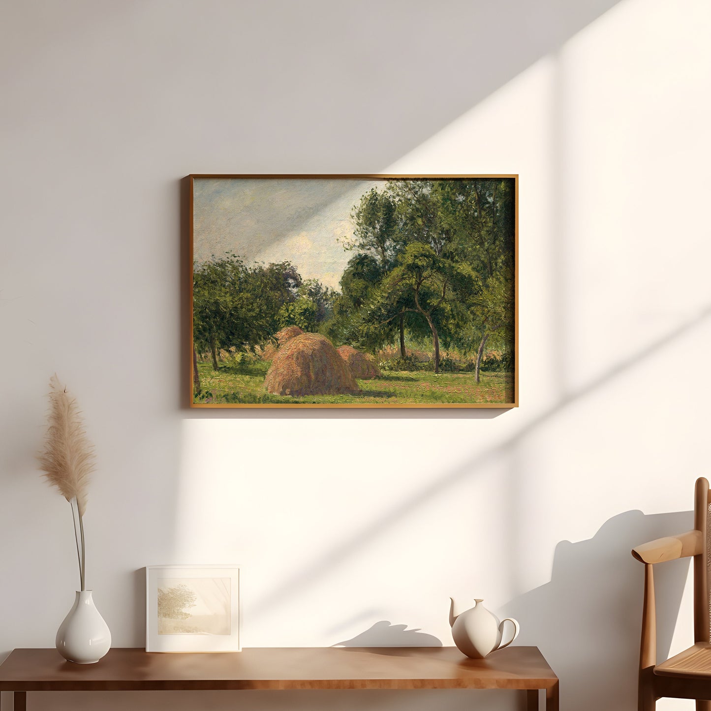Camille Pissarro, Haystacks, Impressionism, original antique painting, oil, vintage, Printable art instant download, SKU K_CP.4
