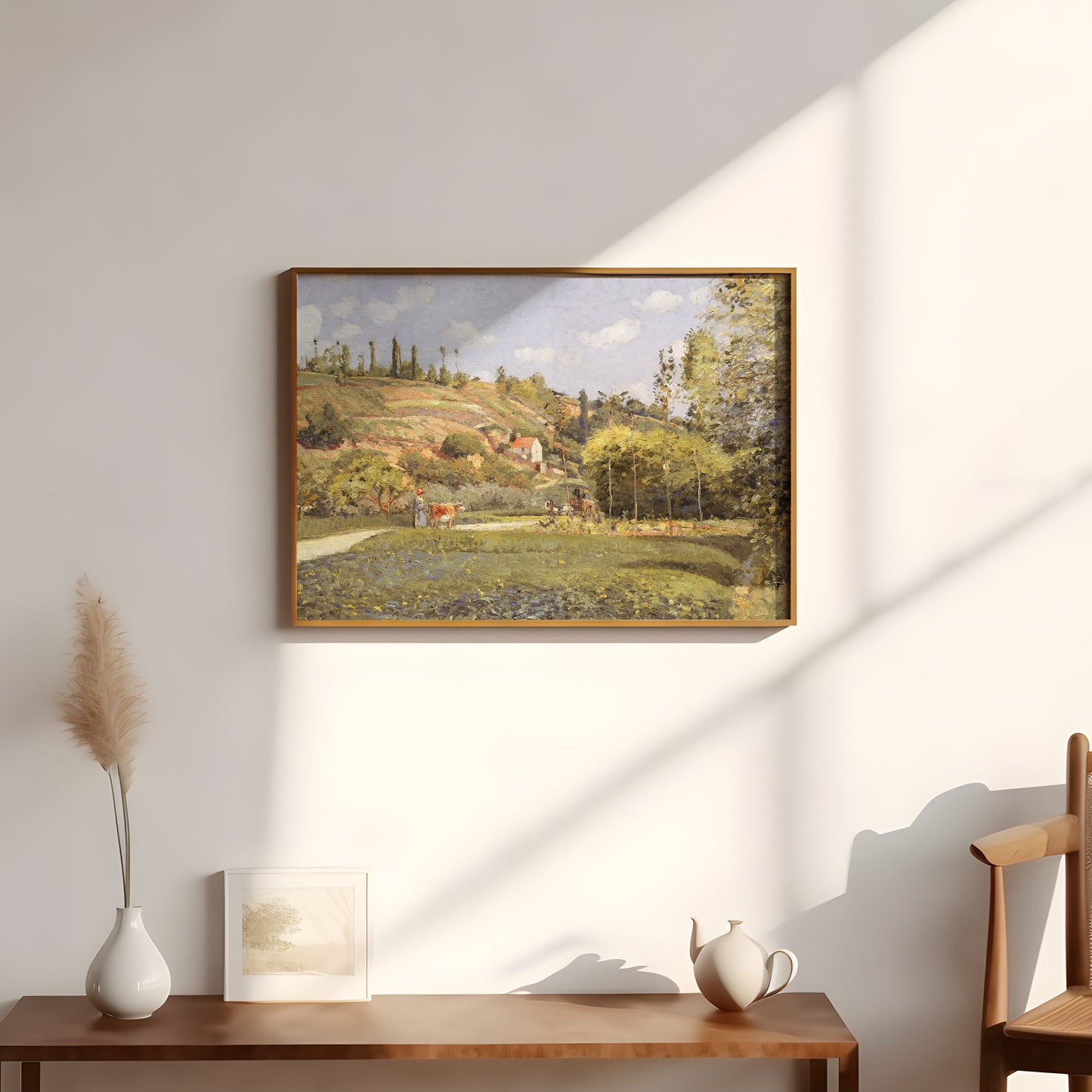 Rustic Landscape, Camille Pissarro - A Cowherd, original antique painting, oil, vintage, Printable art instant download, SKU K_CP.9