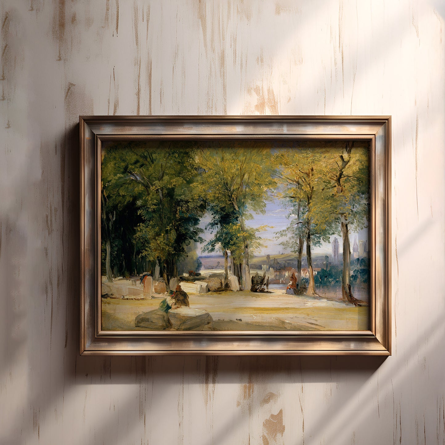 Richard Bonington, View near Rouen, landscape, original antique painting oil, vintage, Printable art instant download, SKU K_RPB.10