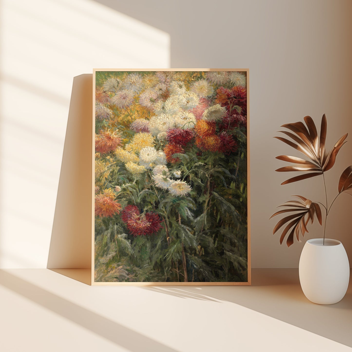 Flowers, Gustave Caillebotte, Chrysanthemums, original antique painting, oil vintage, Printable art instant download, SKU K_GC.16