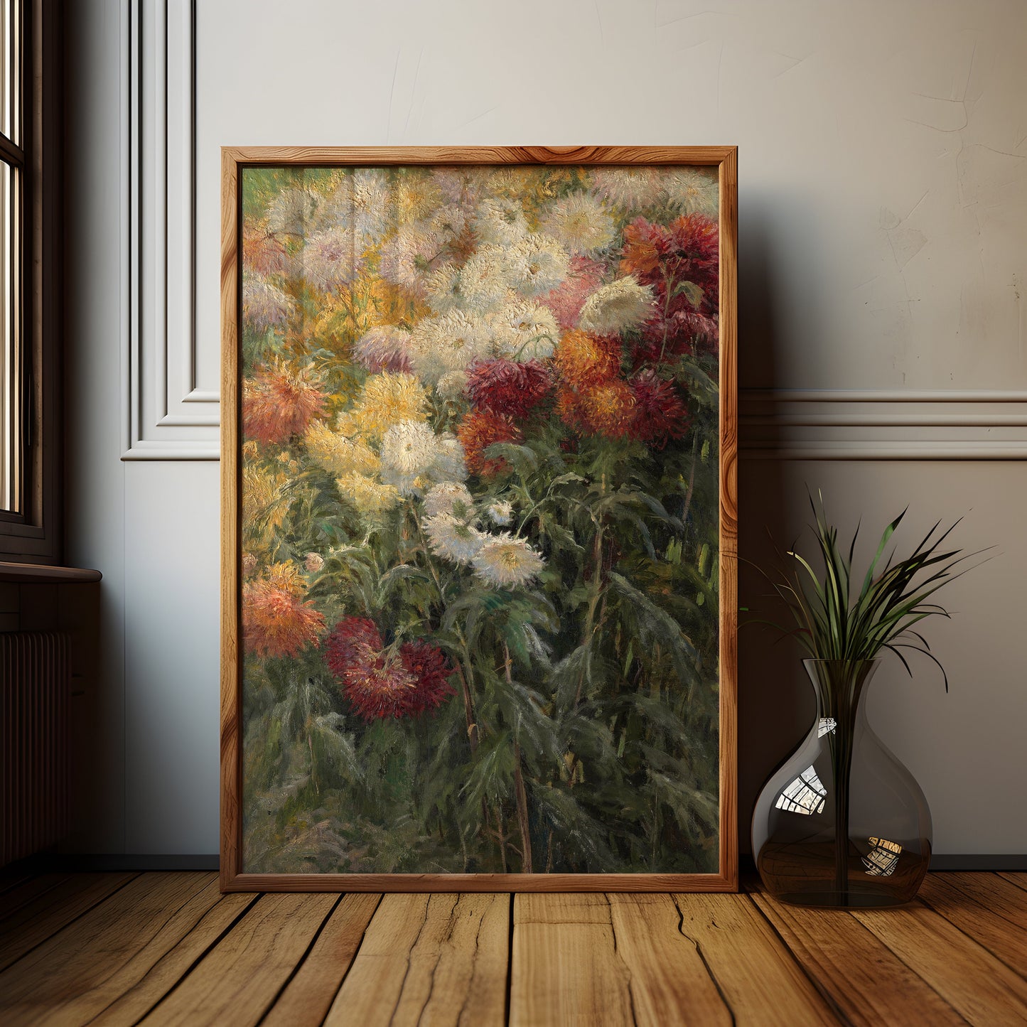 Flowers, Gustave Caillebotte, Chrysanthemums, original antique painting, oil vintage, Printable art instant download, SKU K_GC.16