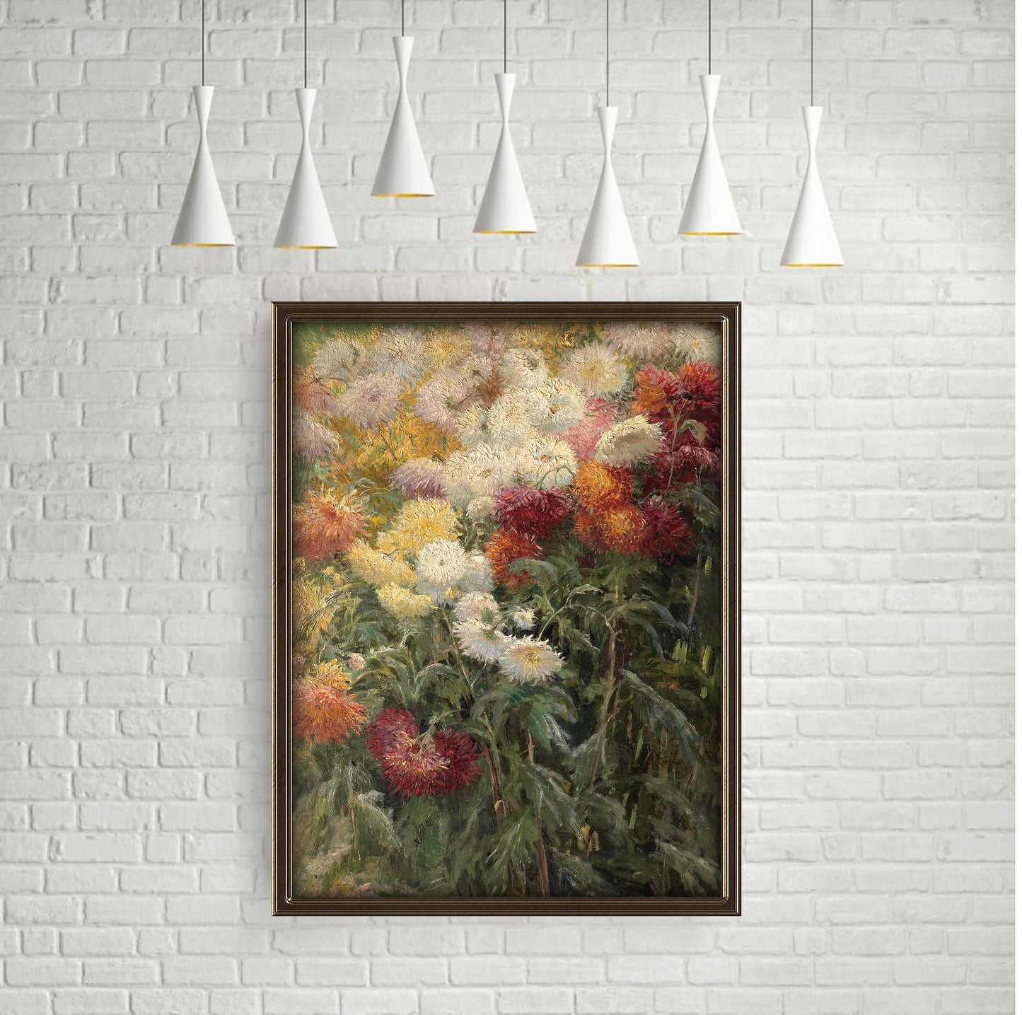 Flowers, Gustave Caillebotte, Chrysanthemums, original antique painting, oil vintage, Printable art instant download, SKU K_GC.16