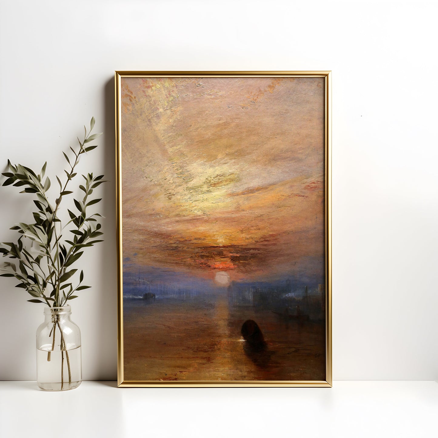 Joseph Mallord William Turner, Sunset, original antique painting, oil, vintage, Printable art instant download, SKU K-JT87