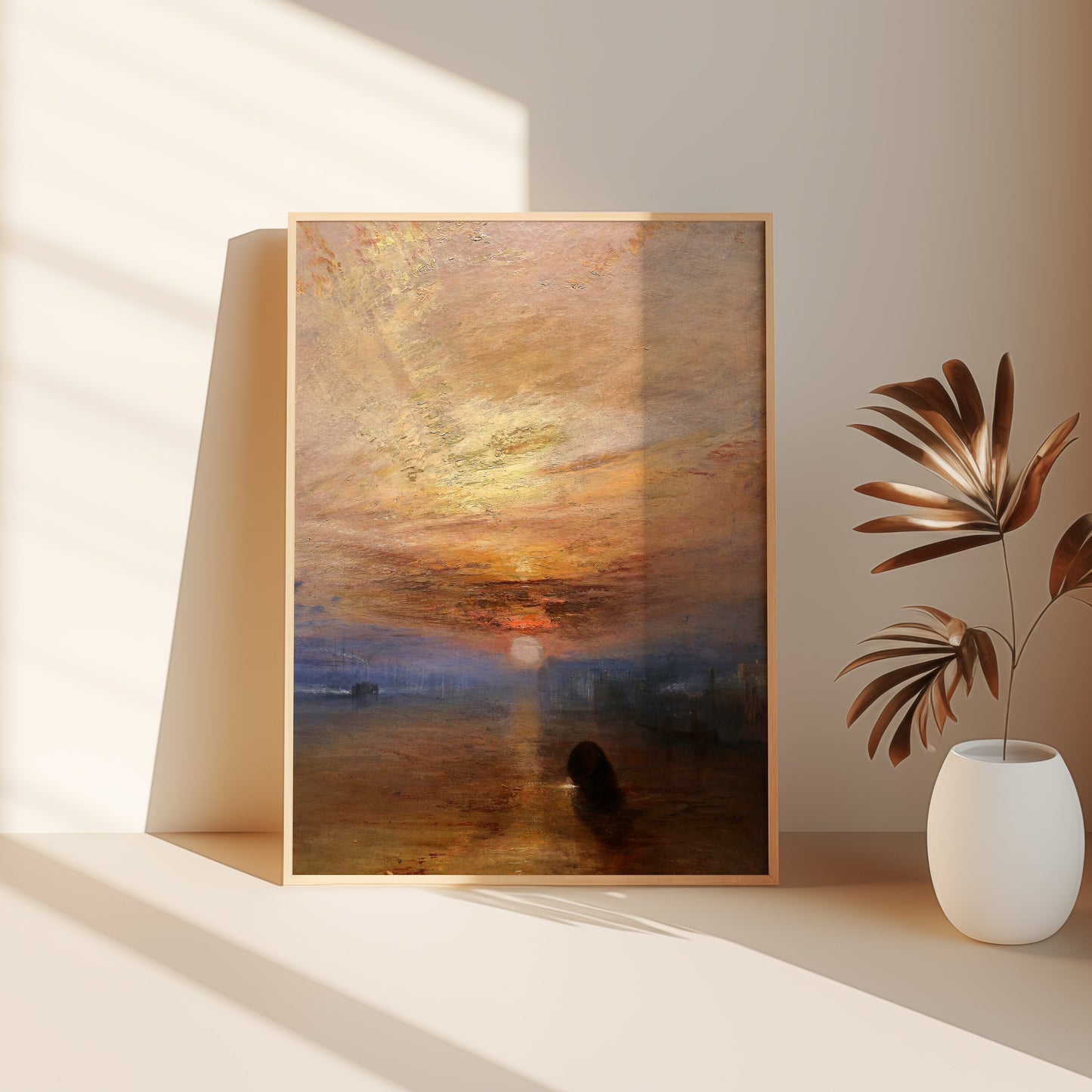 Joseph Mallord William Turner, Sunset, original antique painting, oil, vintage, Printable art instant download, SKU K-JT87