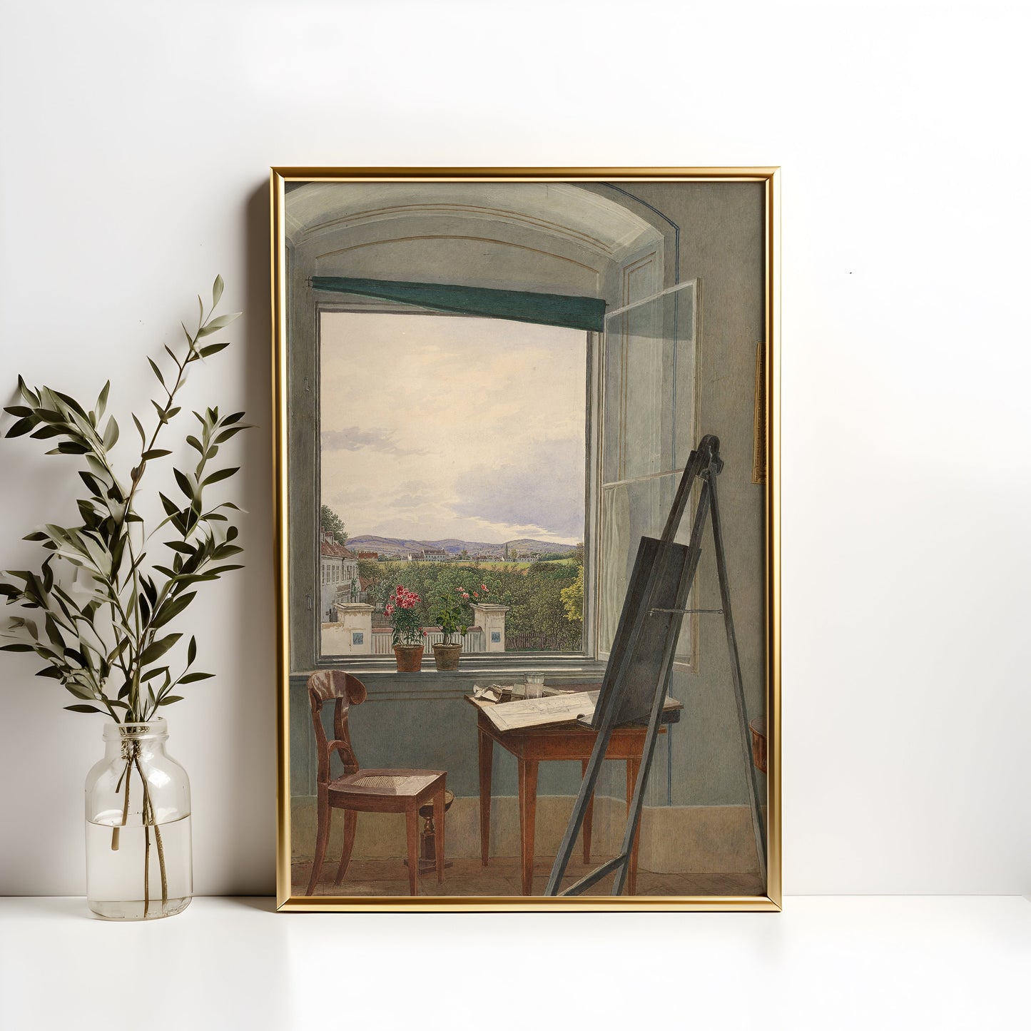 Jakob Alt, View from Artist's Studio, original antique painting watercolour, vintage Printable art, instant download, SKU - K-JA111