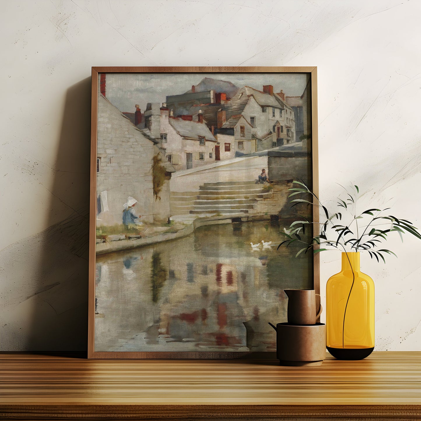 Blandford Fletcher, Old Mill Pond, original antique painting, oil, vintage, Printable art of high resolution instant download, SKU K-BF124