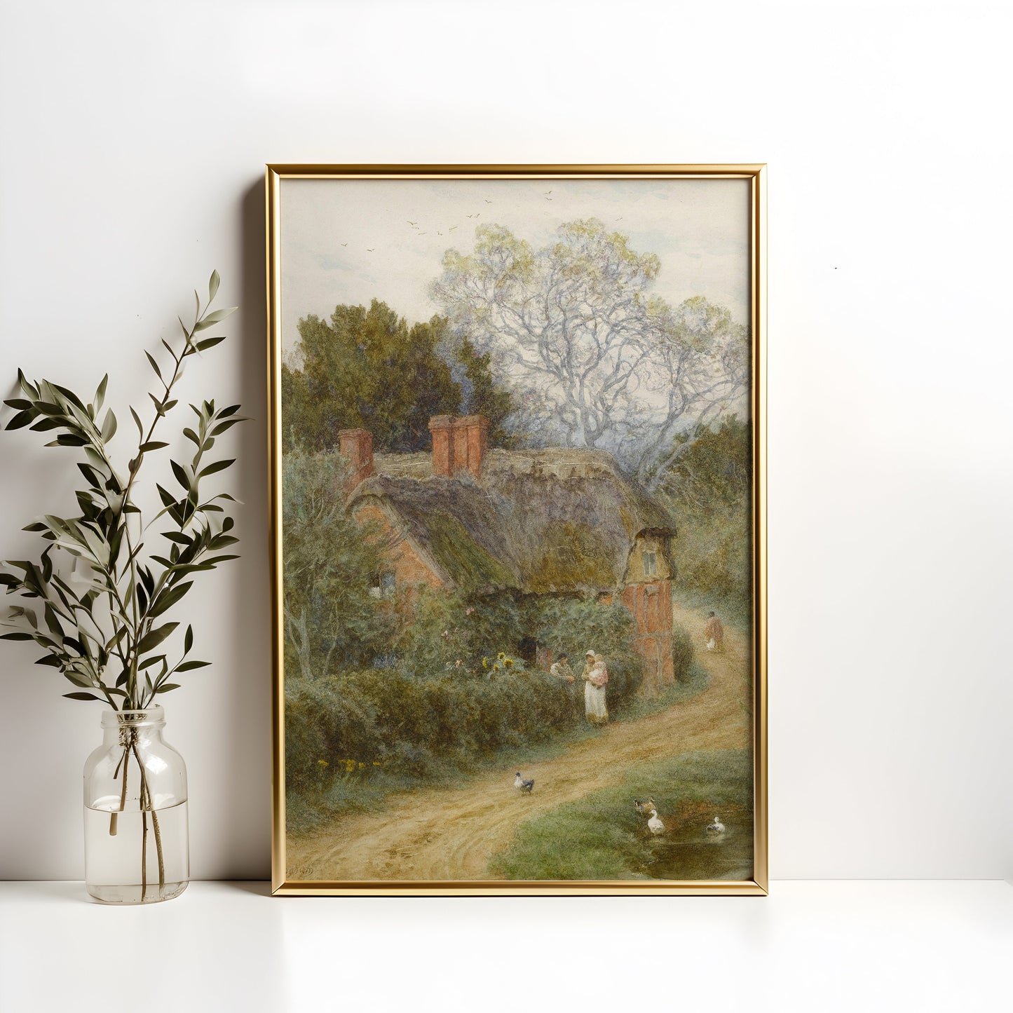 Allingham Helen - A Kentish cottage, watercolour, original antique painting, vintage, Printable art instant download, SKU K-AH128