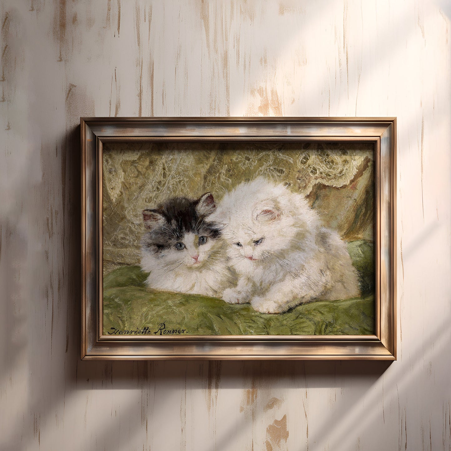 Henriette Ronner-Knip Two Kittens, oil, cute antique painting vintage, animal lover gift, Printable art instant download, SKU 28K_HRK.28