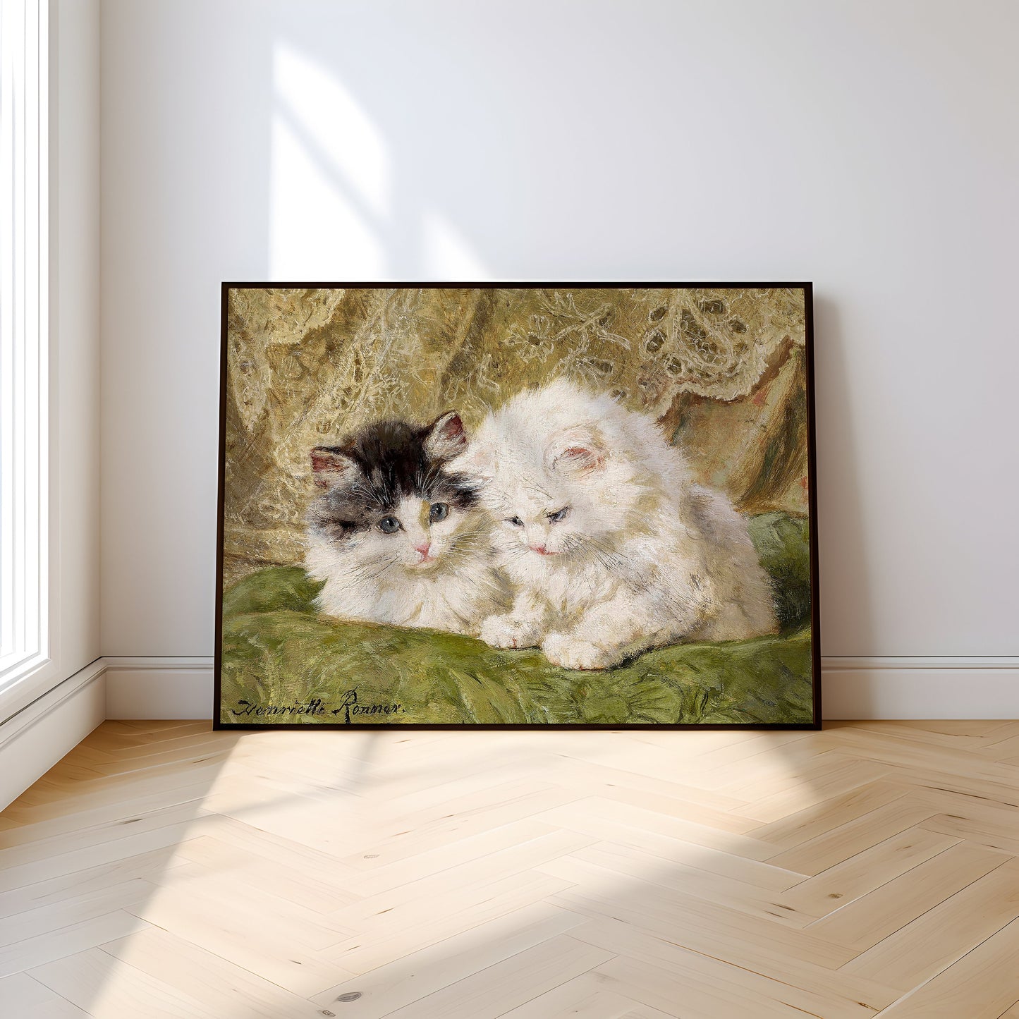 Henriette Ronner-Knip Two Kittens, oil, cute antique painting vintage, animal lover gift, Printable art instant download, SKU 28K_HRK.28