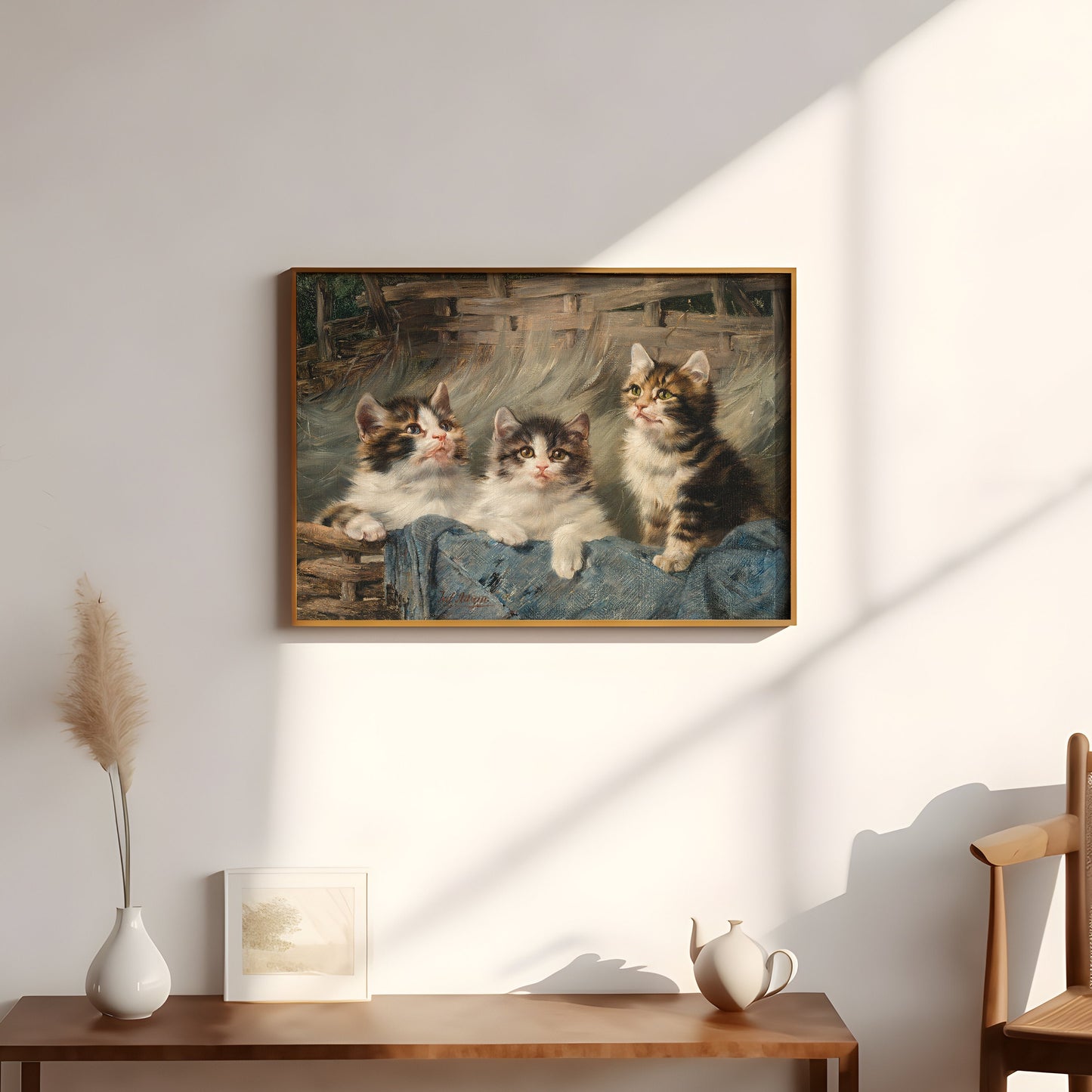 Julius Adam, Three kittens, oil, cute antique painting vintage, animal lover gift, Printable art instant download, SKU 30K_JA.30