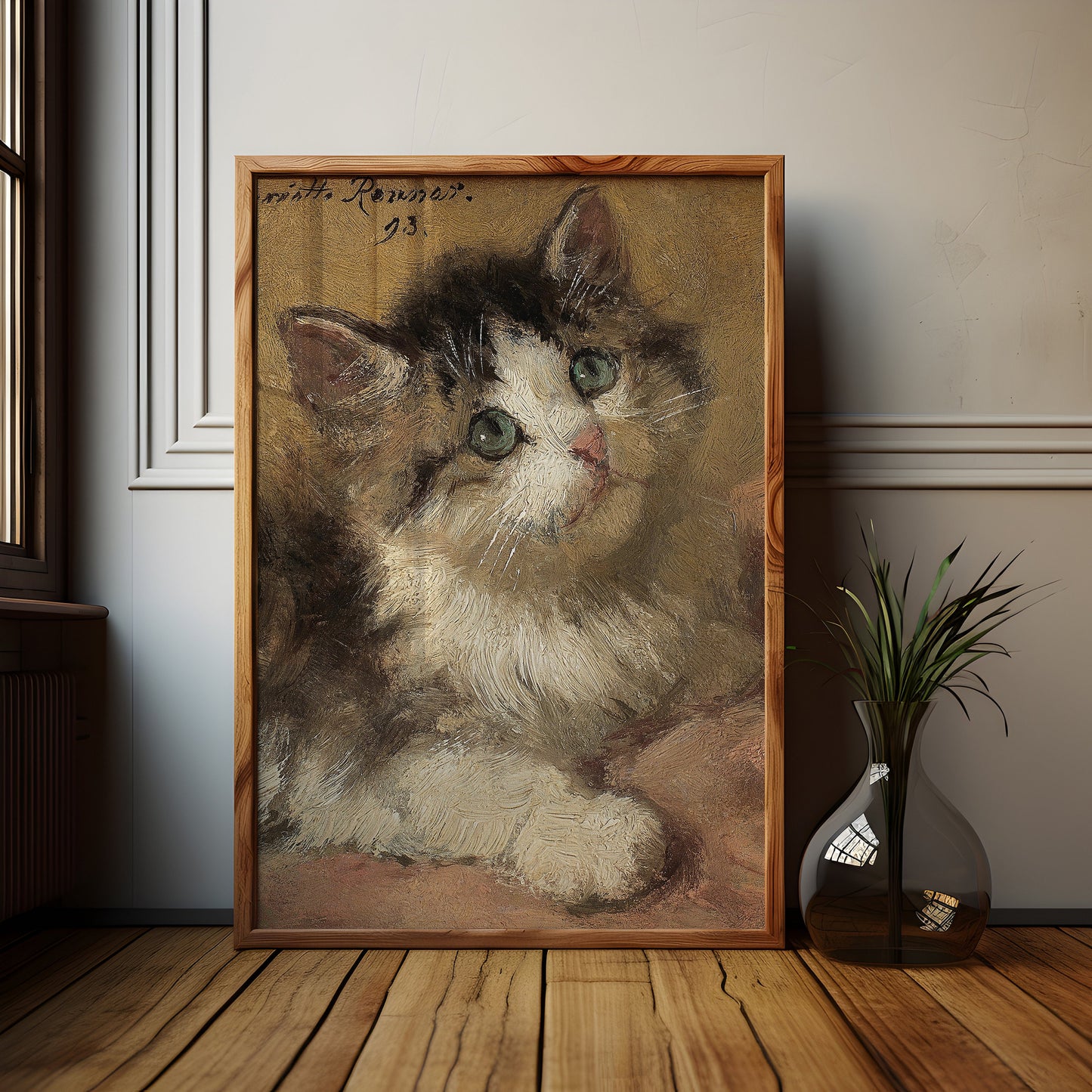 Henriette Ronner-Knip - Kitten, oil, cute antique painting vintage, animal lover gift, Printable art instant download, SKU 33K_HRK.33