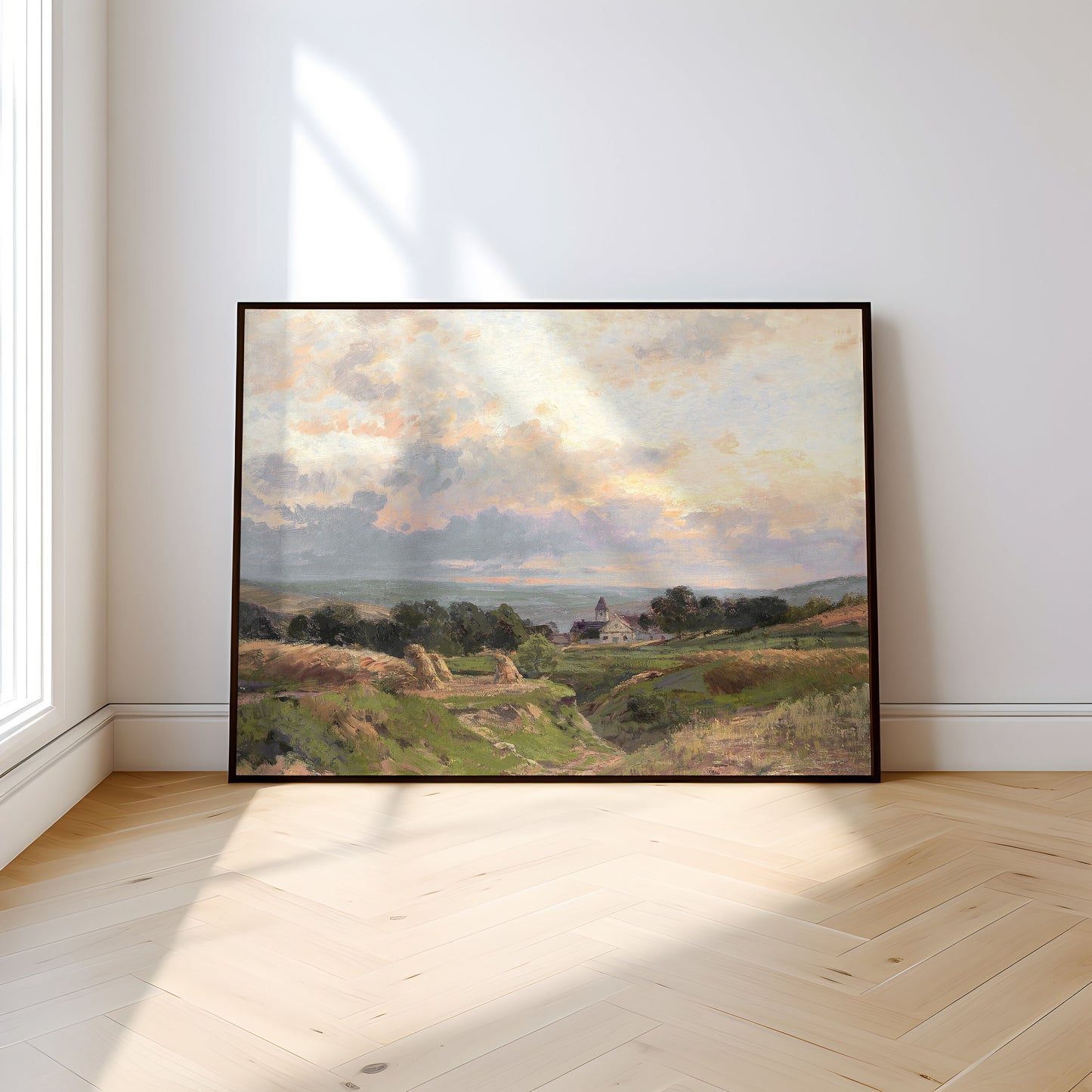 Rustic Landscape, Hugo Darnaut - West of Vienna, original antique painting, oil, vintage, Printable art instant download, SKU K-HD38