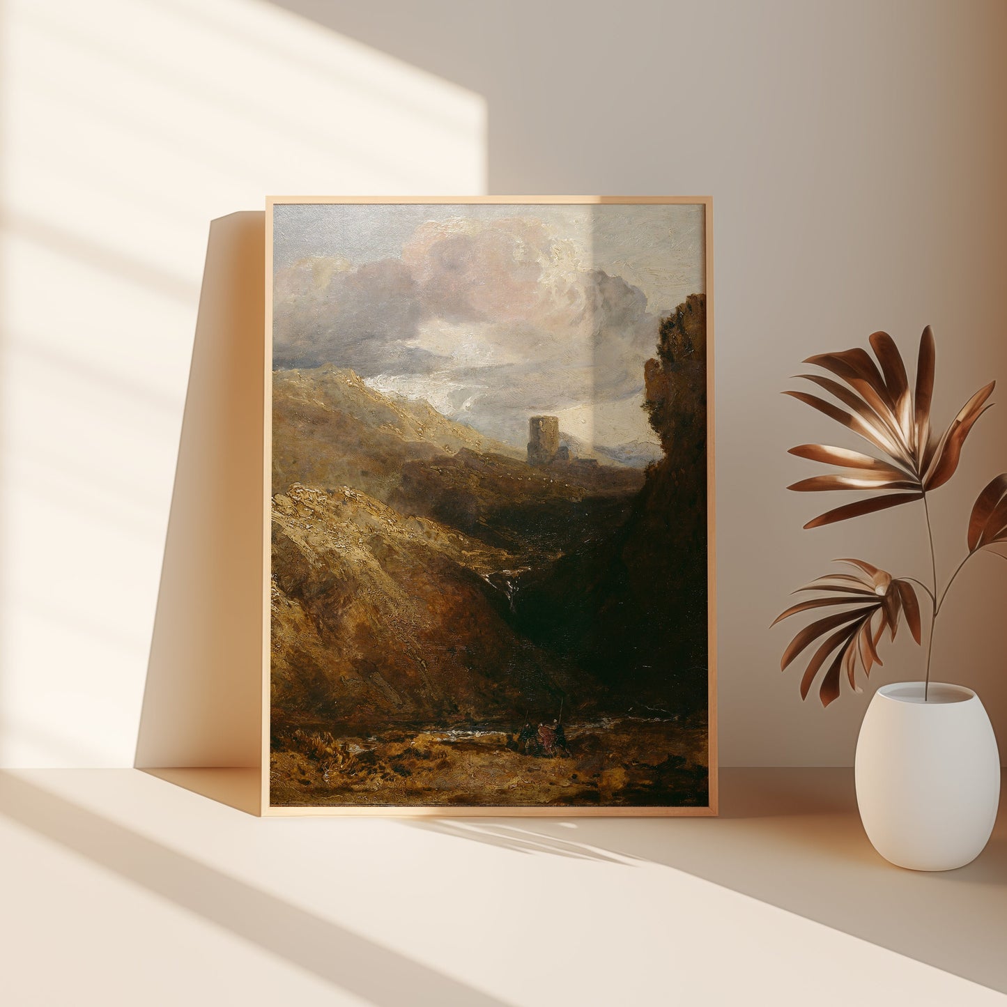 William Turner, Dolbadarn Castle, Mountains, original antique painting, oil, vintage, Printable art instant download, SKU K-WT71