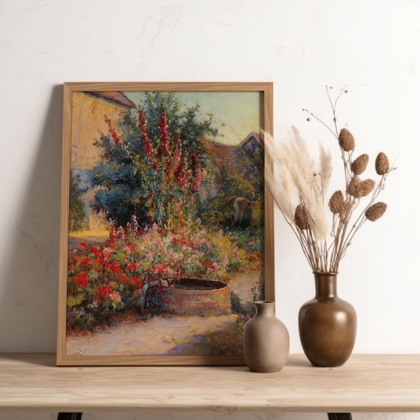 Rustic Scenery, Hugo Charlemont Garten in Brioni, original antique painting, oil vintage, Printable art instant download, SKU K-HC75