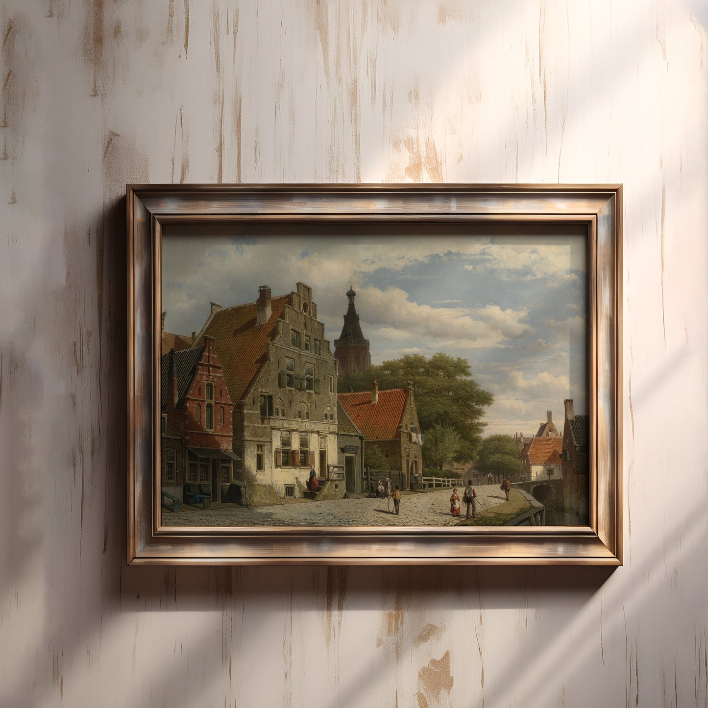 Willem Koekkoek - Old European Town, Urban Landscape, original antique painting oil, vintage, Printable art, instant download, SKU 243WK